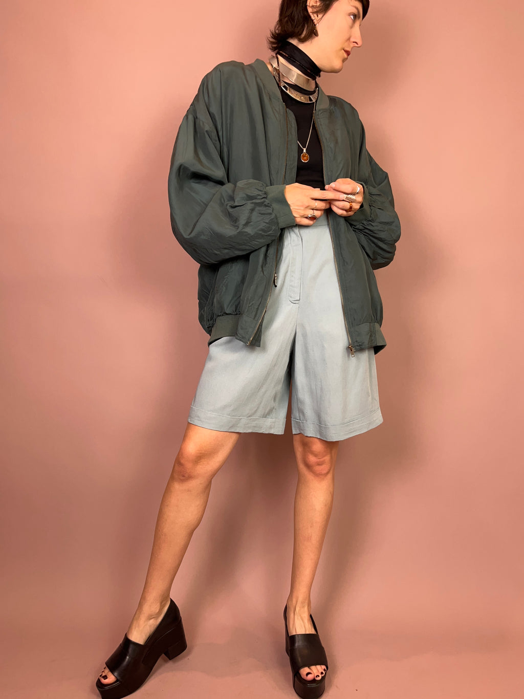 Shorts High Waist Pastell Türkis Gr. 34/36