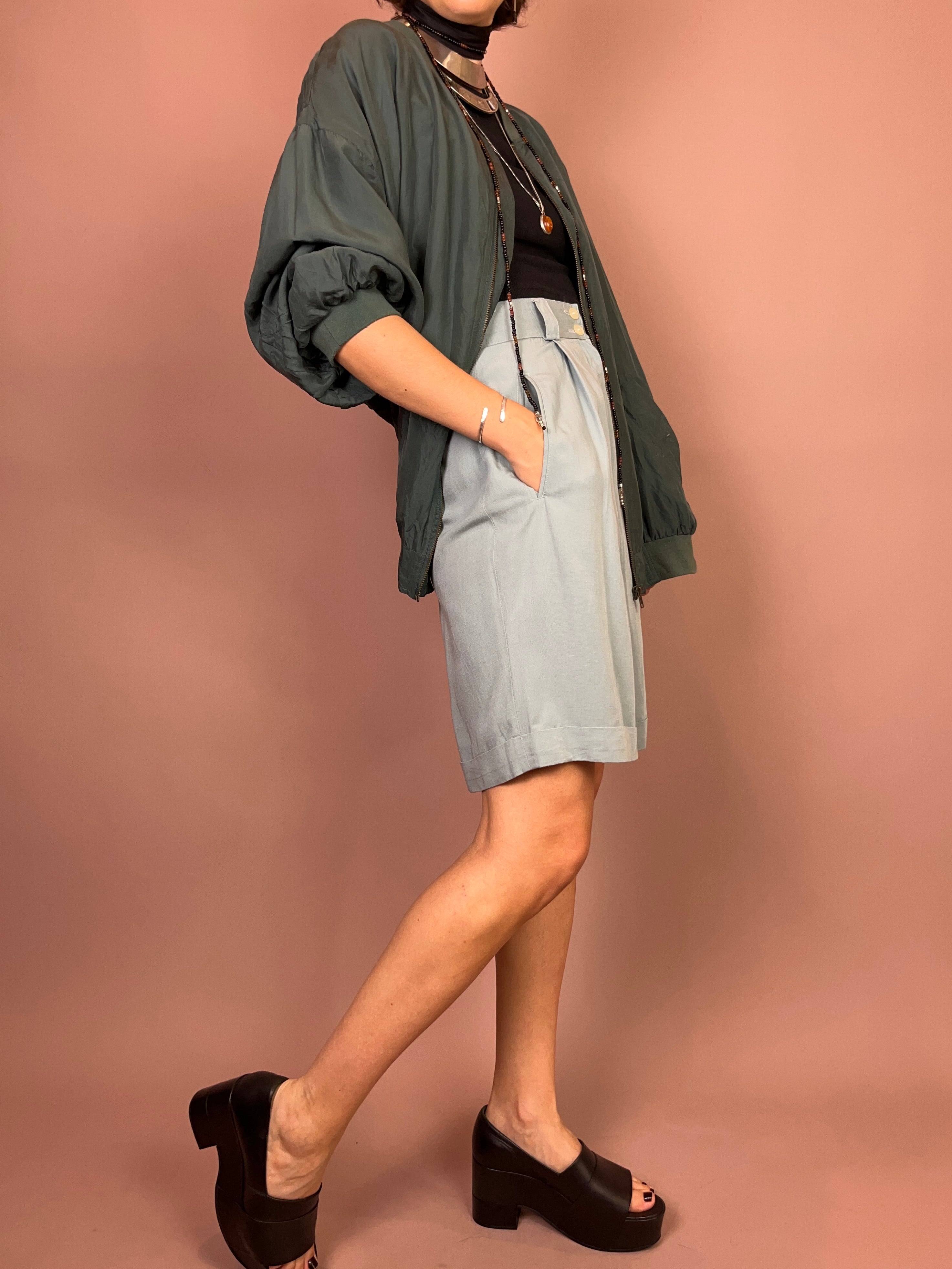 Shorts High Waist Pastell Türkis Gr. 34/36