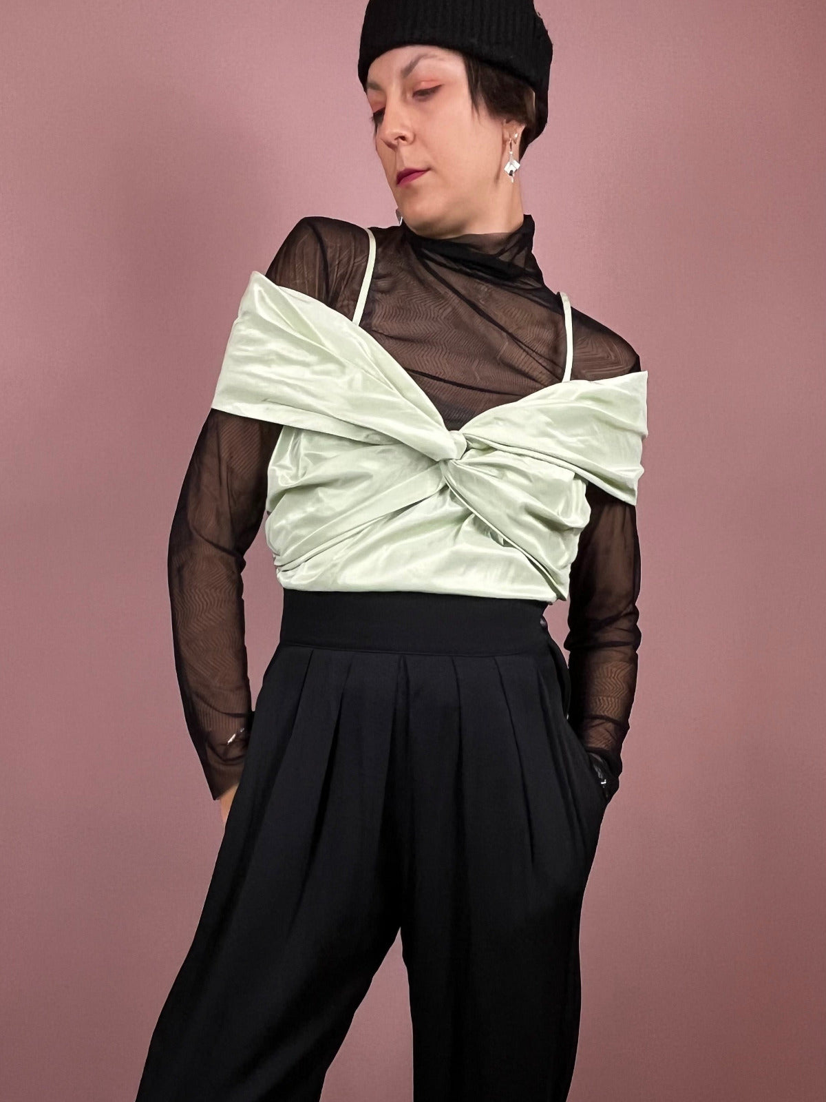 Top Mint Salbei Offshoulder Gr. 40