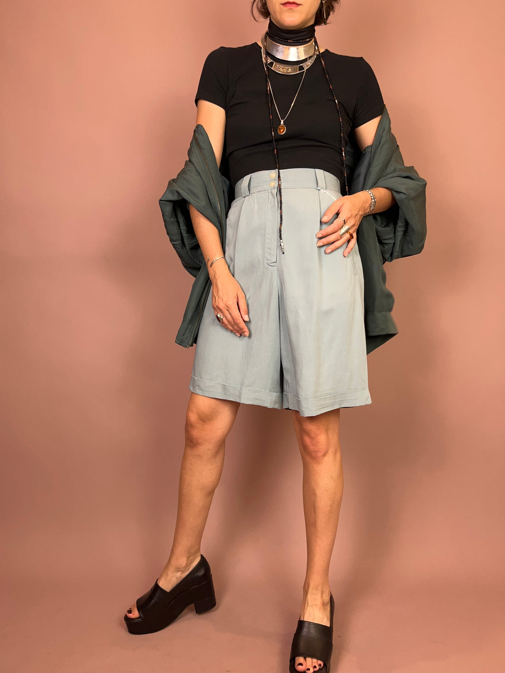 Shorts High Waist Pastell Türkis Gr. 34/36