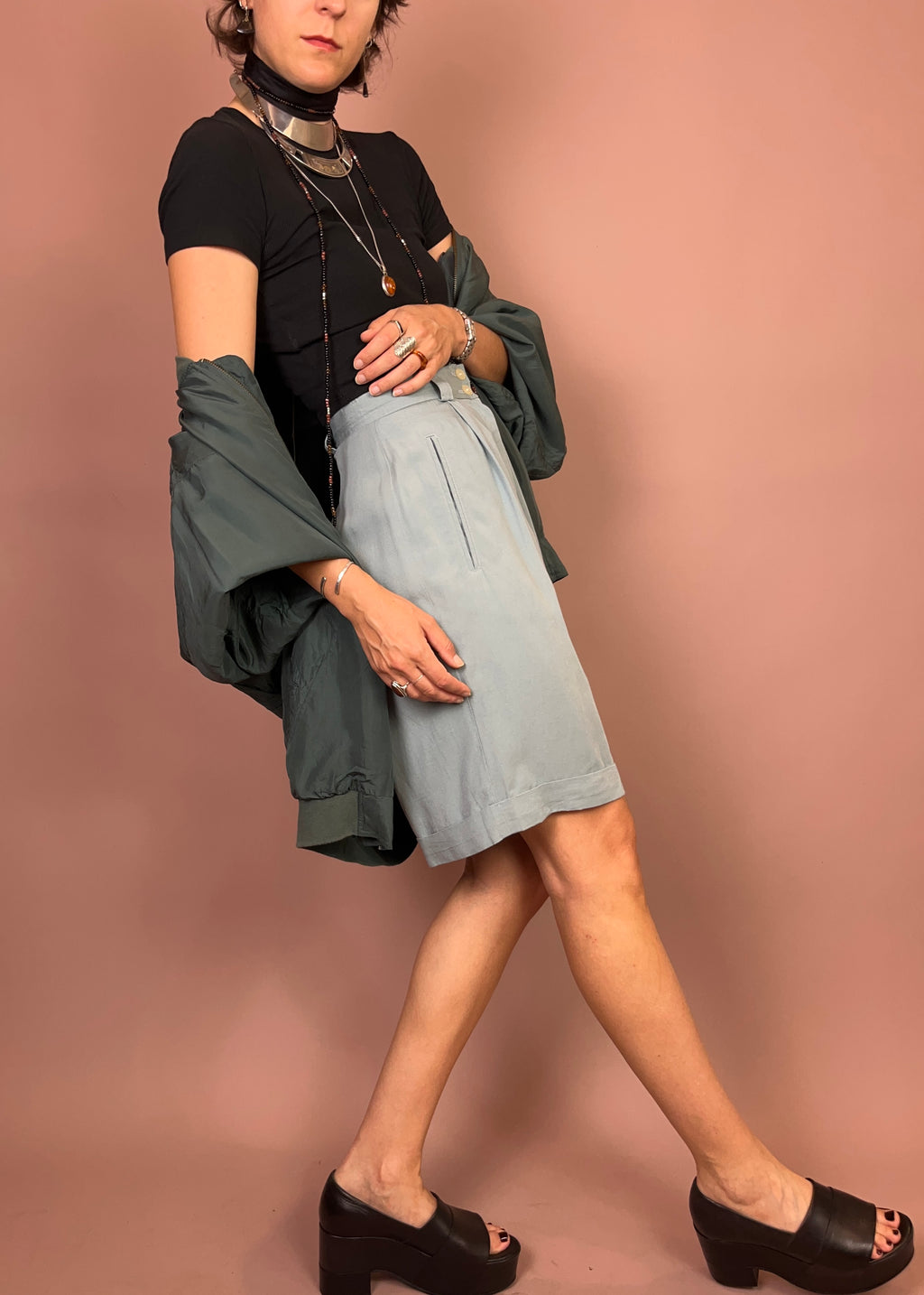 Shorts High Waist Pastell Türkis Gr. 34/36
