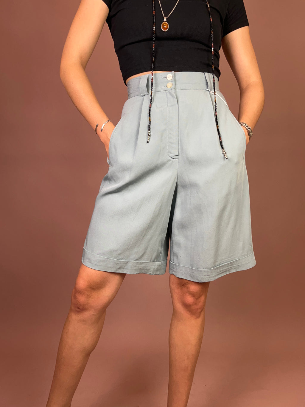 Shorts High Waist Pastell Türkis Gr. 34/36