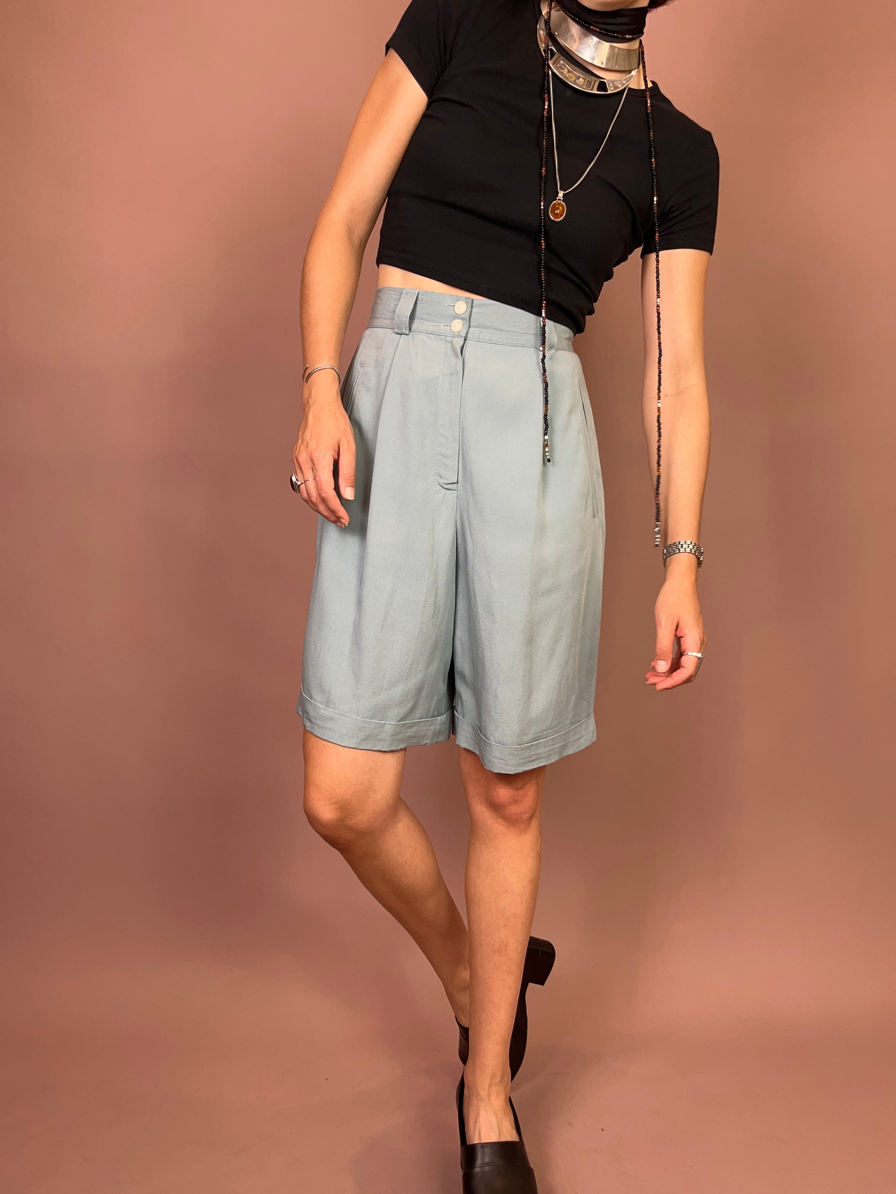 Shorts High Waist Pastell Türkis Gr. 34/36