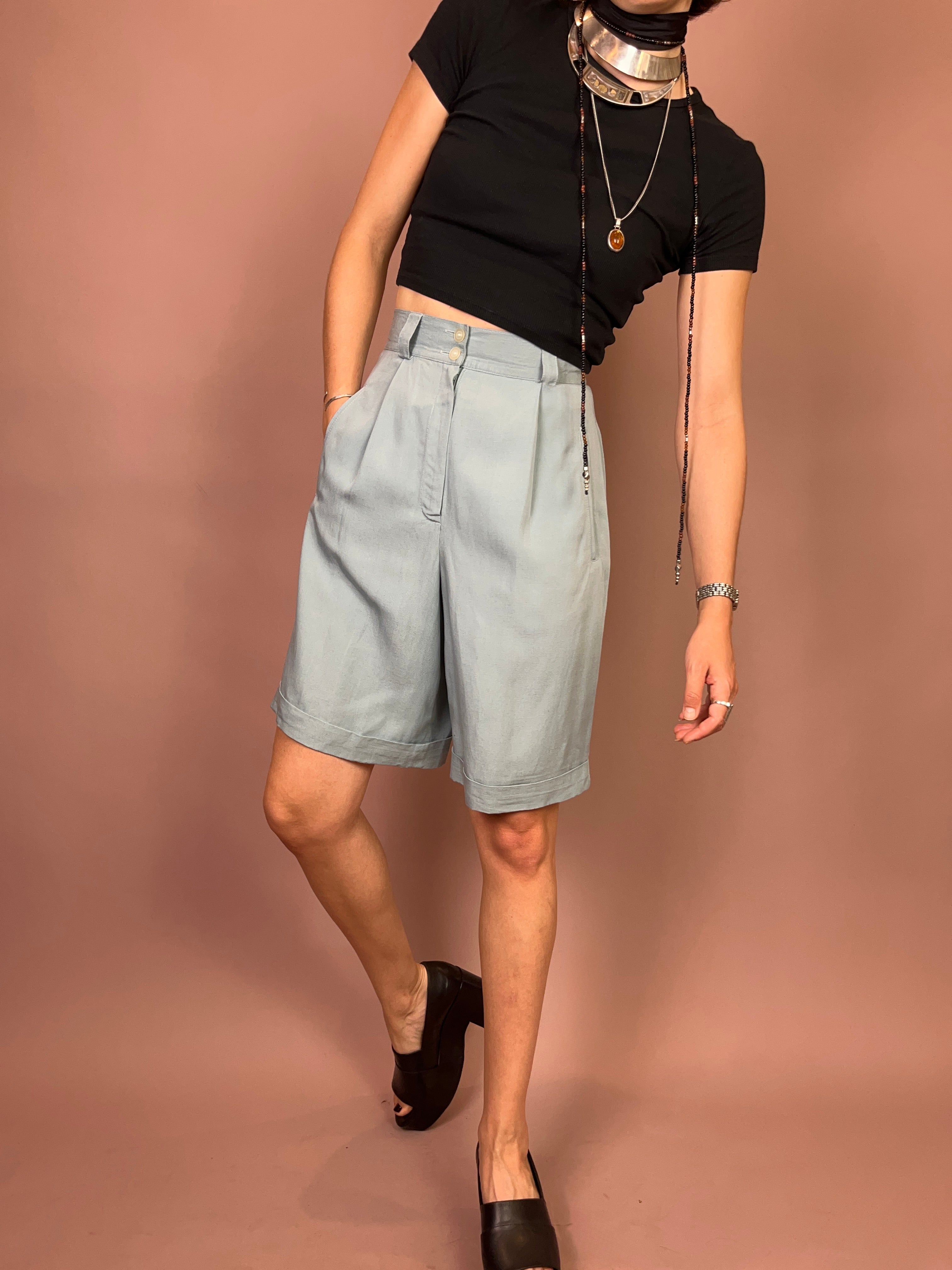 Shorts High Waist Pastell Türkis Gr. 34/36