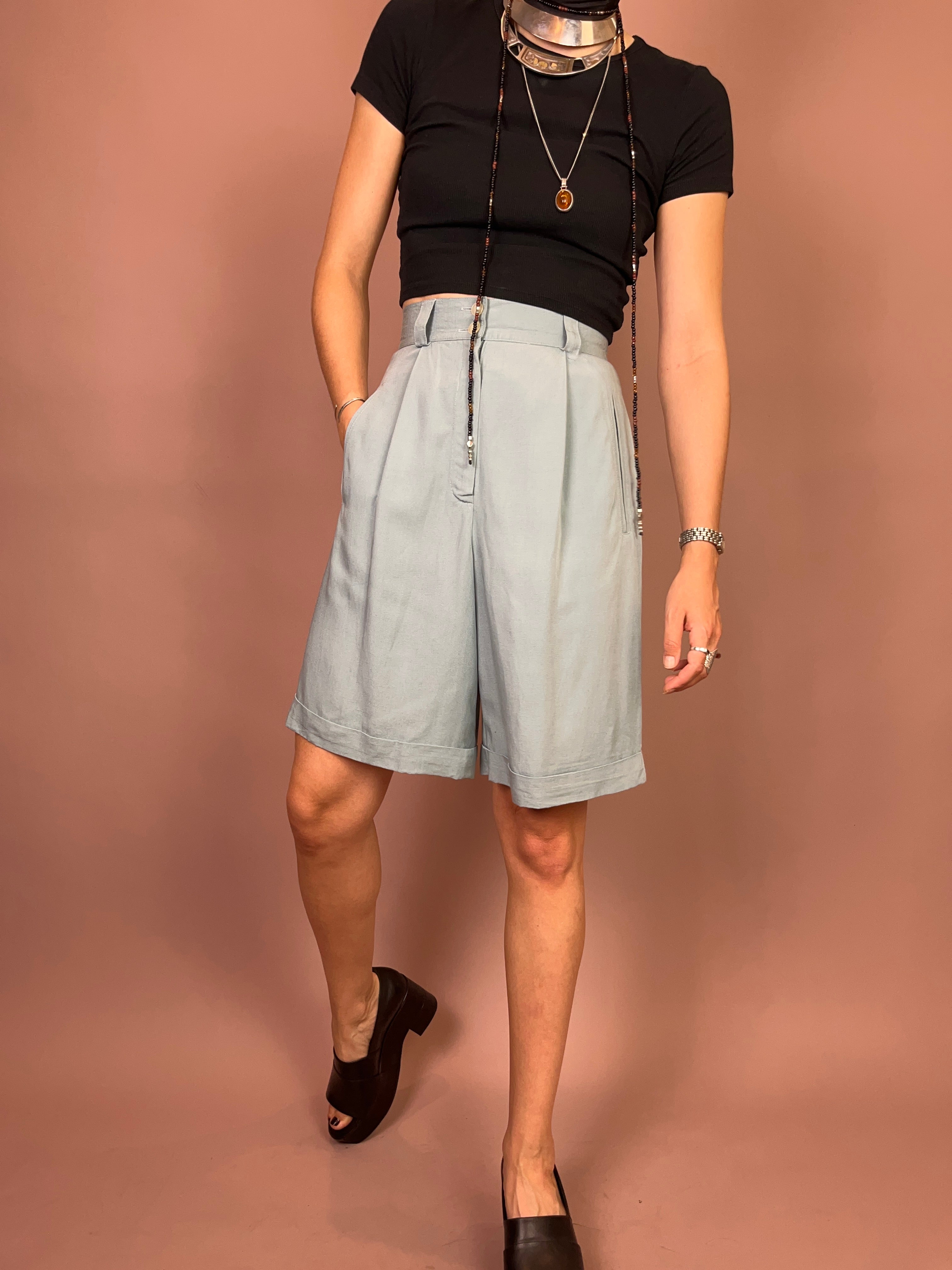 Shorts High Waist Pastell Türkis Gr. 34/36