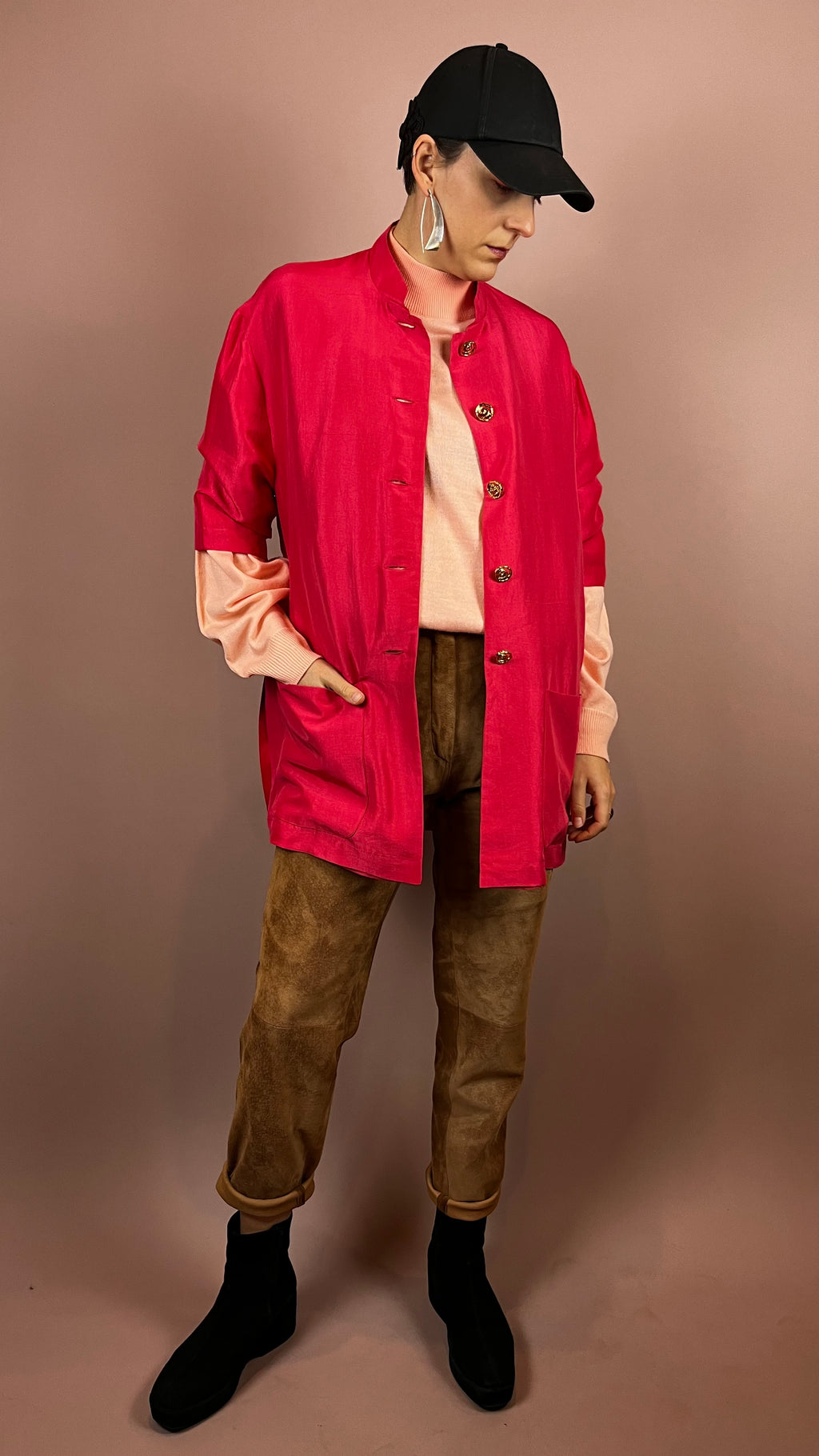 Blouse Pink Silk Gold Gr. 40/42