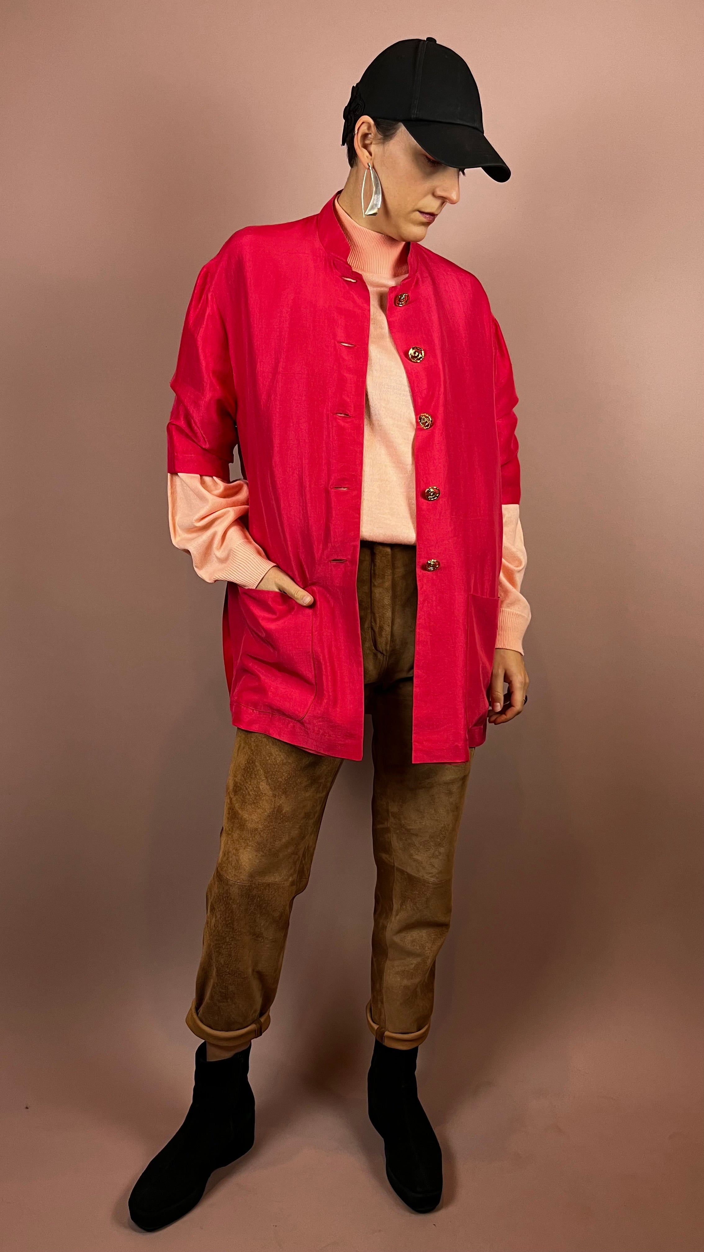 Blouse Pink Silk Gold Gr. 40/42
