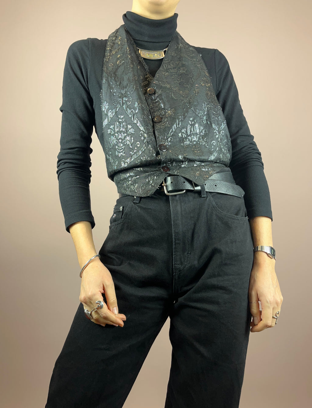 Vest Black Glitter Gr. 32-38