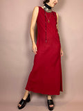 Langes Leinenkleid Bordeaux Gr. 38