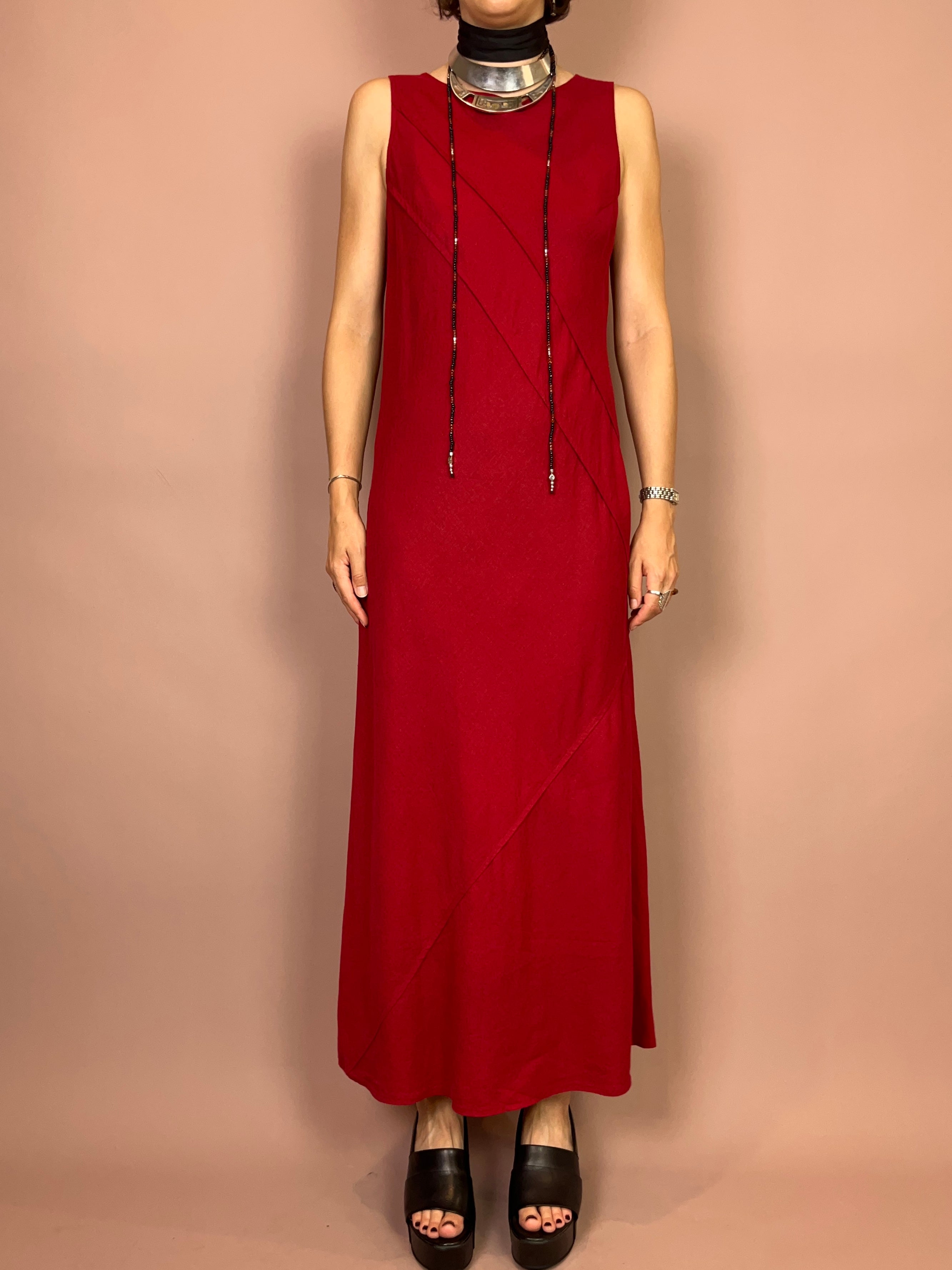 Langes Leinenkleid Bordeaux Gr. 38