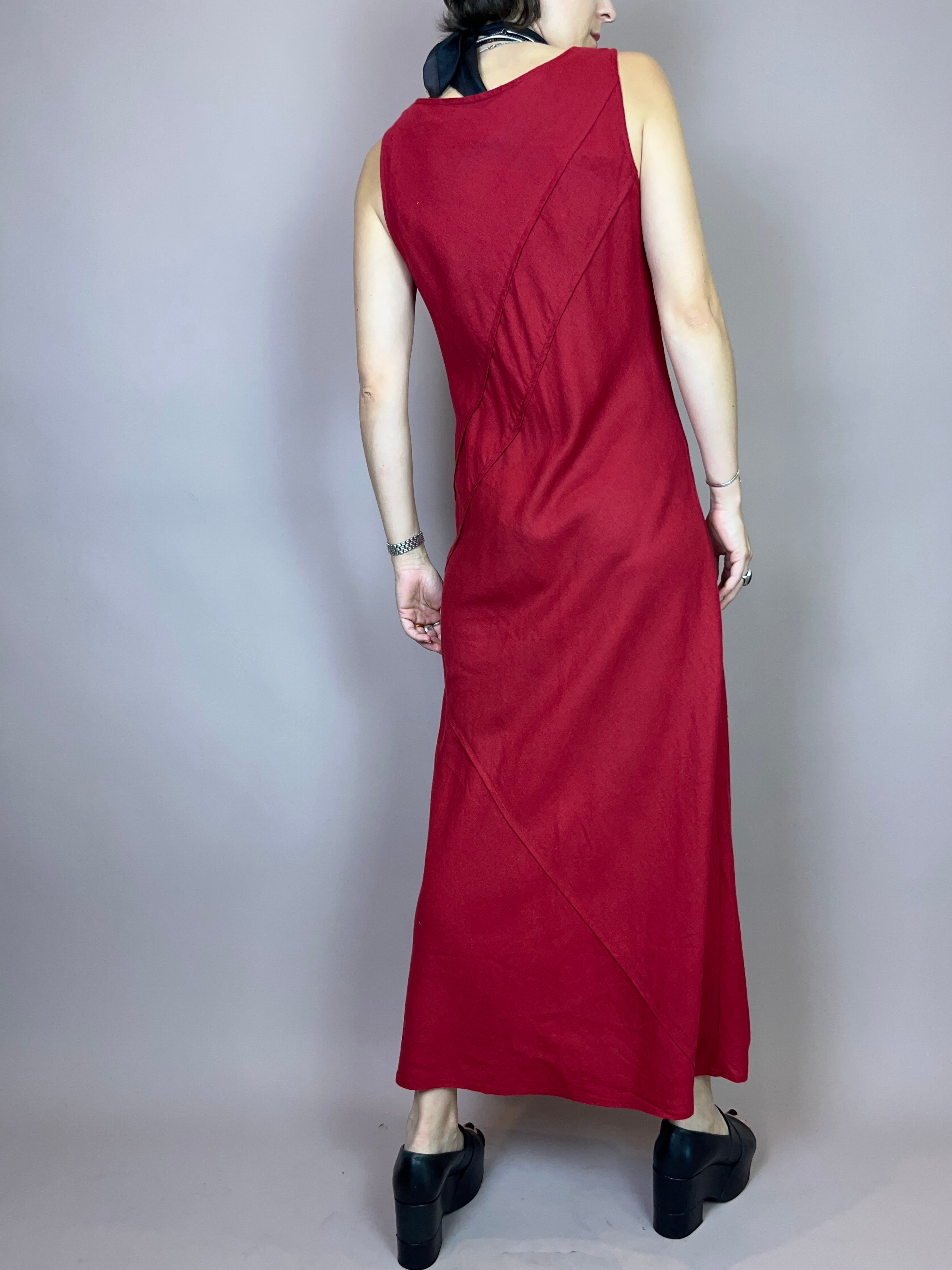 Langes Leinenkleid Bordeaux Gr. 38