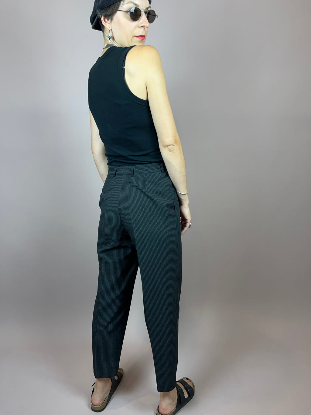 Pants Black Silver Pinstripes Gr. 36