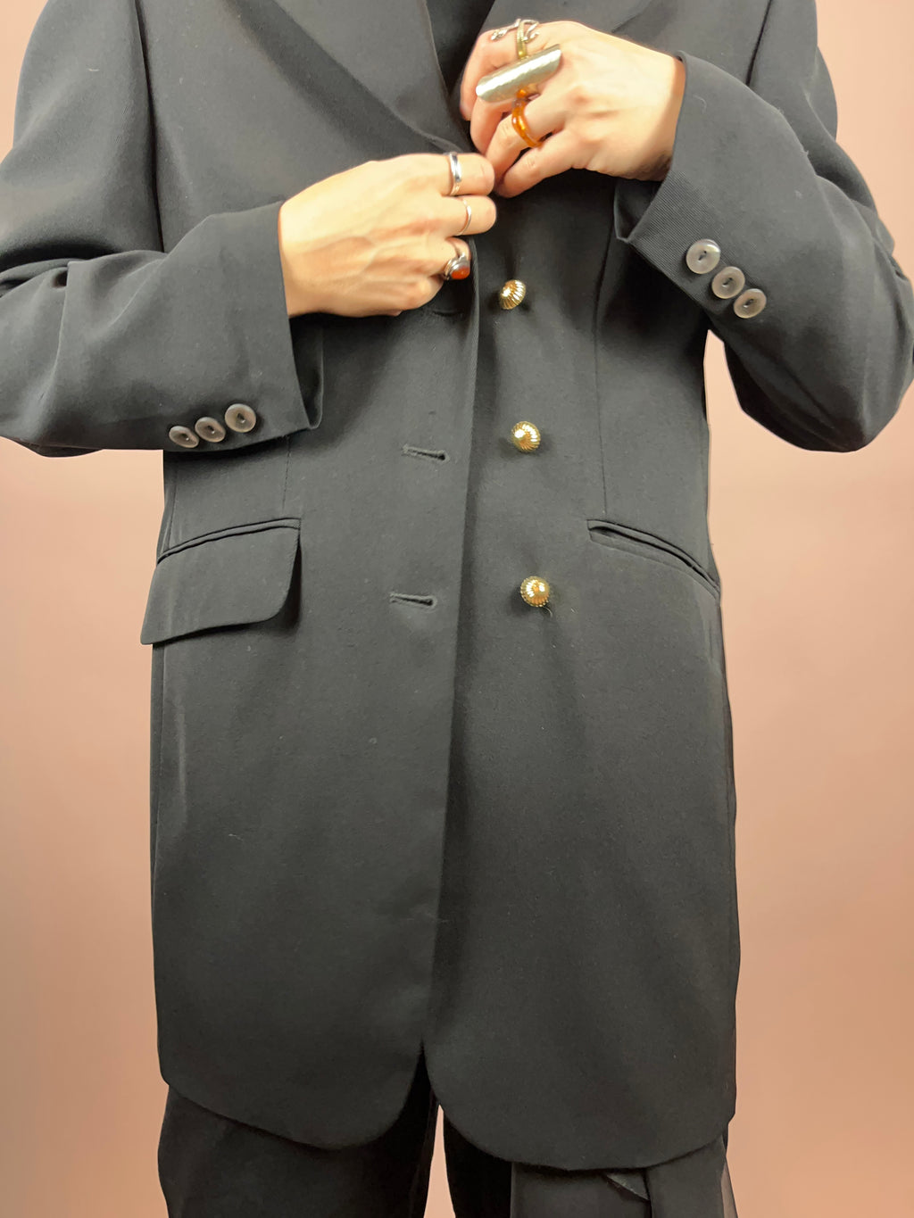 Blazer Gehrock Schwarz Knöpfe Gold Gr. 40
