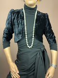 Bolero Jäckchen Samt Schwarz Puffärmel Gr. 34/36