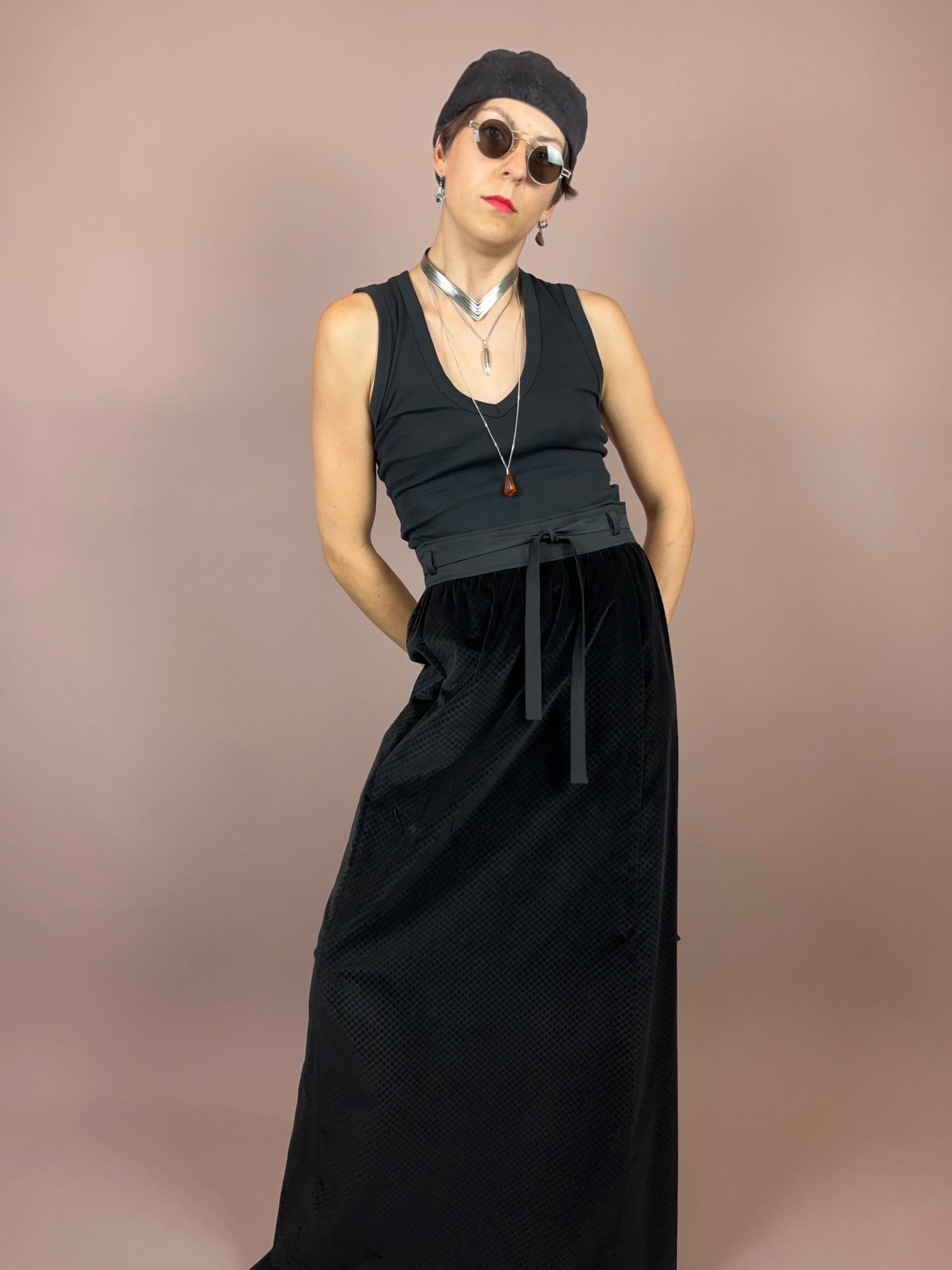Set Velvet Black Vest Skirt Gr. 38