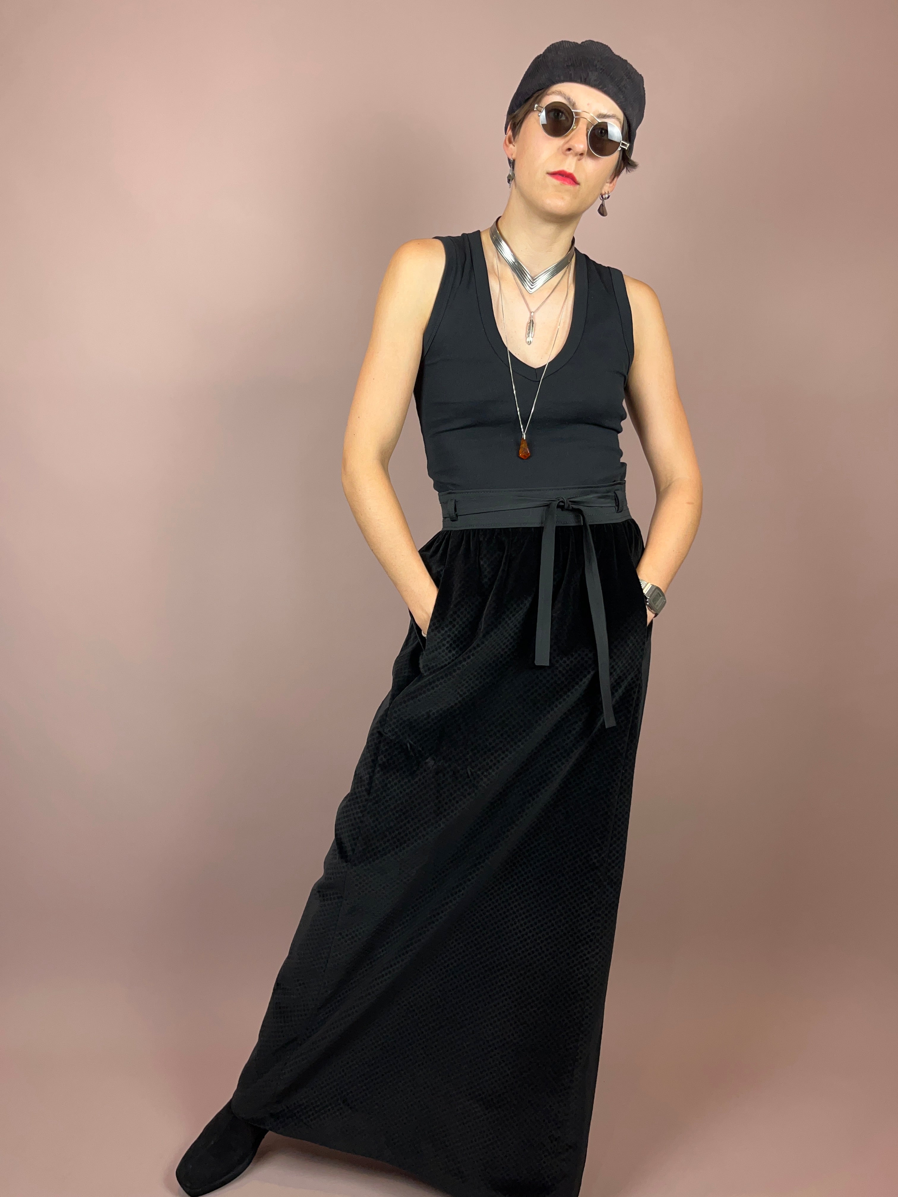 Set Velvet Black Vest Skirt Gr. 38