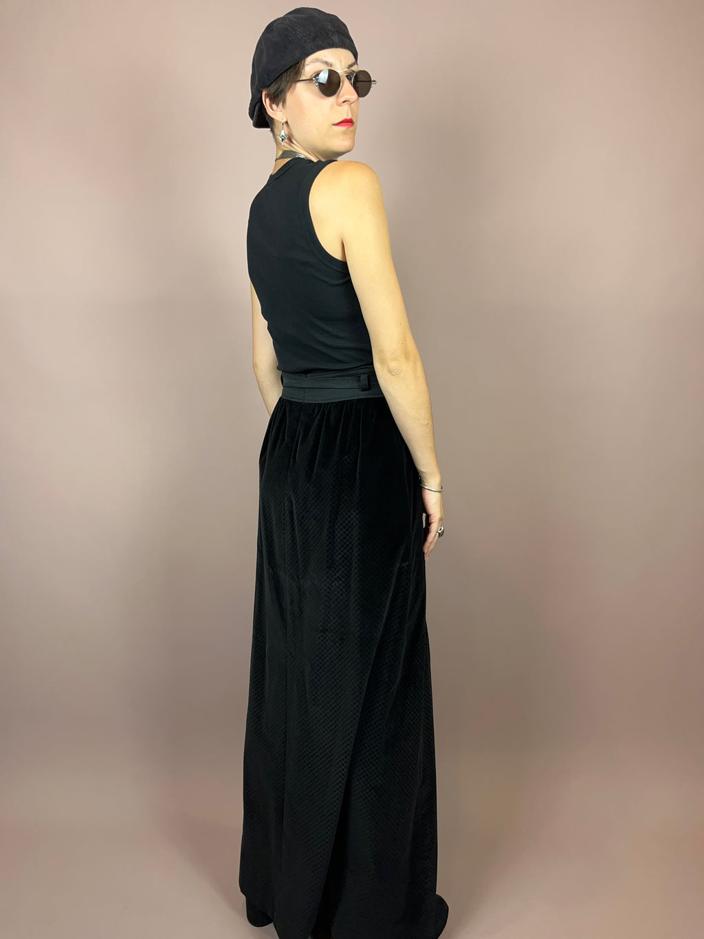 Set Velvet Black Vest Skirt Gr. 38