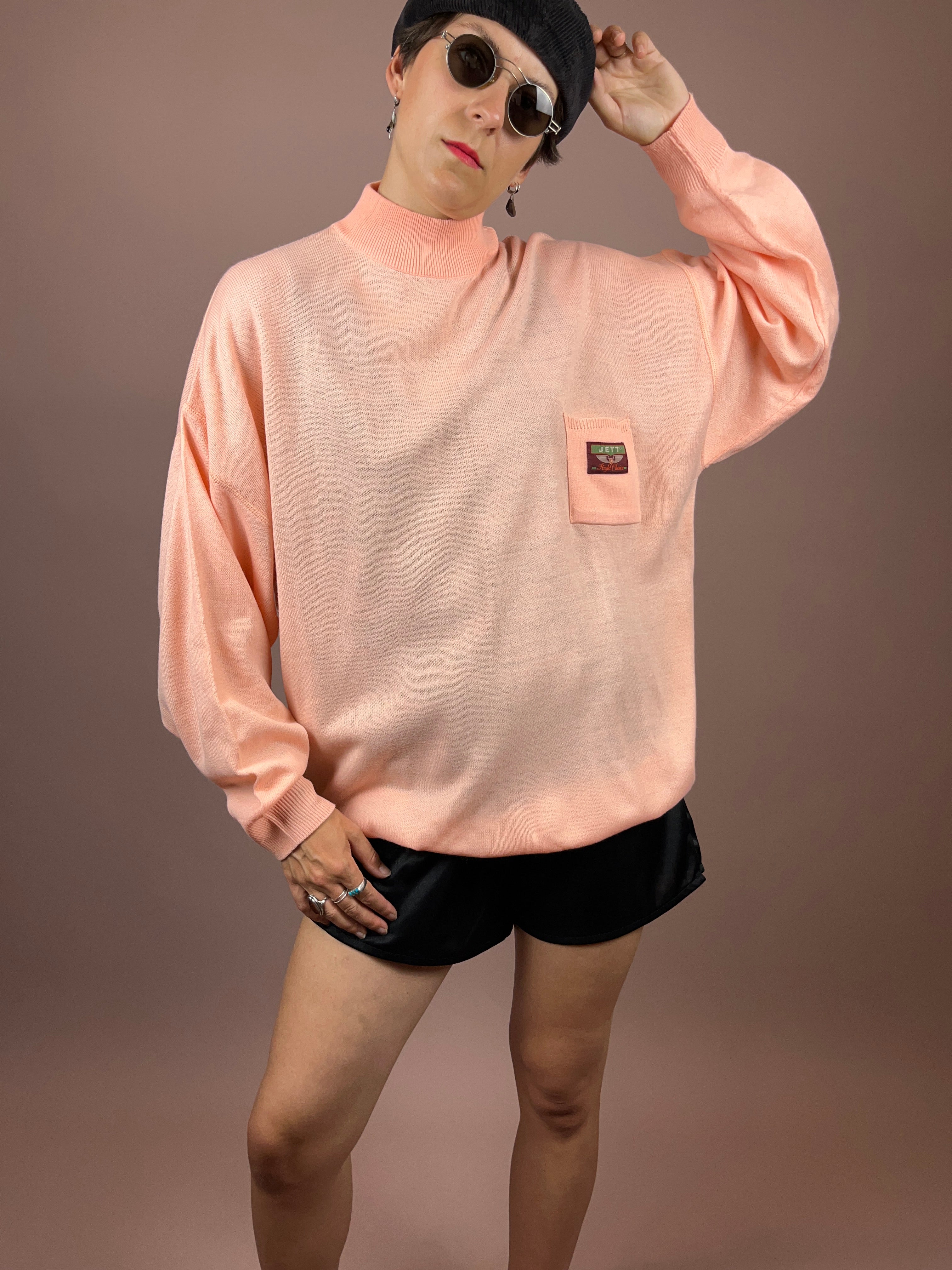Pullover High Neck Salmon Gr. XL