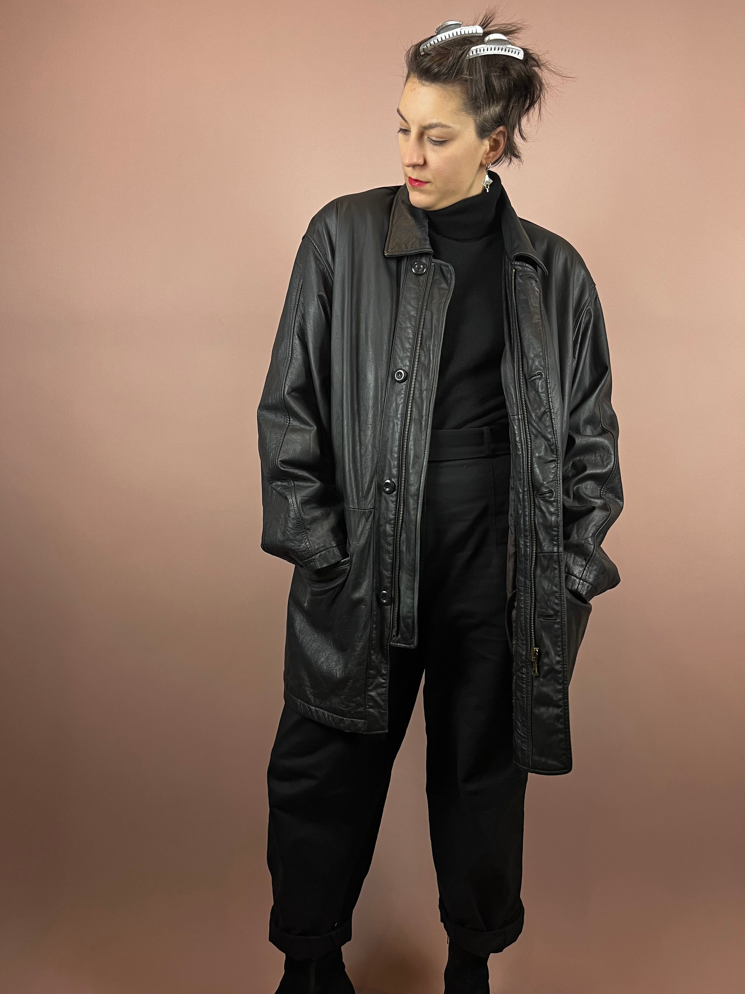 Leatherjacket Black Wide Fit Gr. XL
