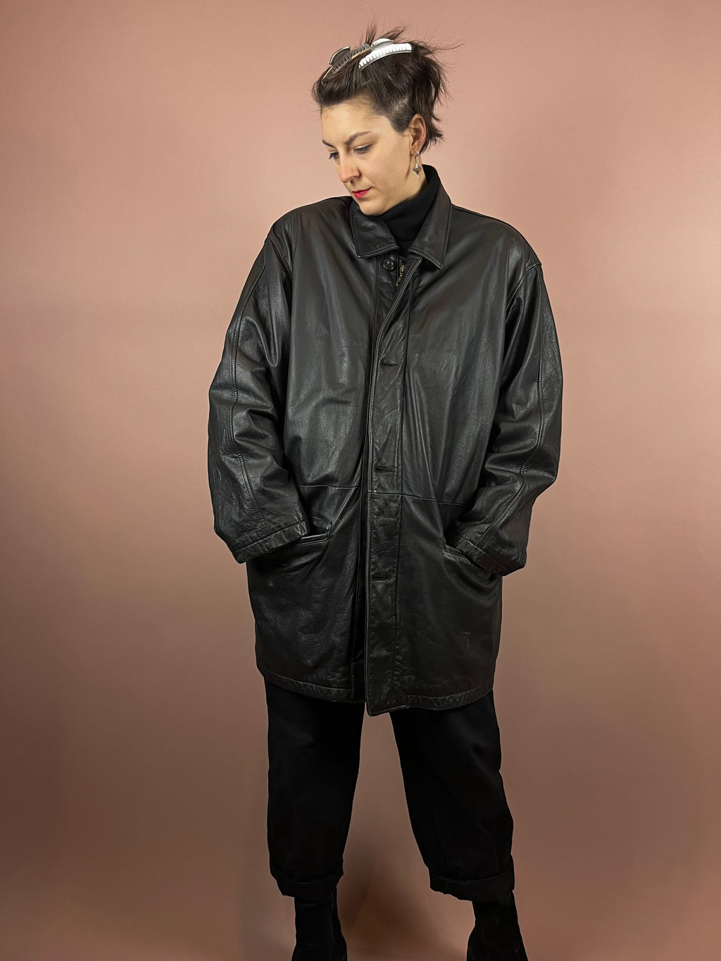 Leatherjacket Black Wide Fit Gr. XL