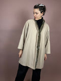 Coat Wool Cashmere Creme Fake Fur Gr. 42
