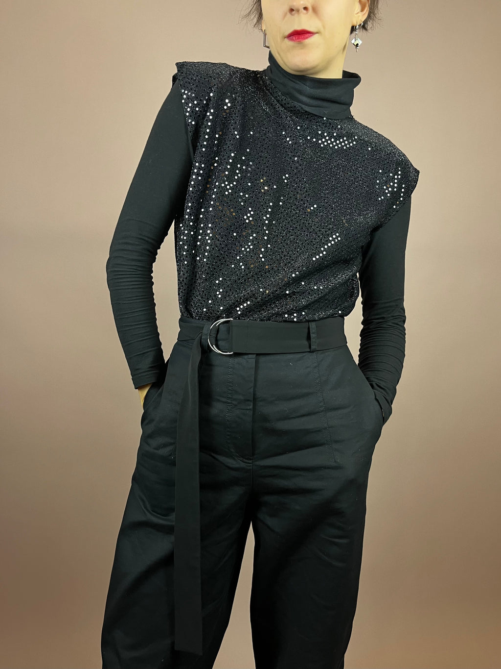 Top Black Glitter Gr 36/38