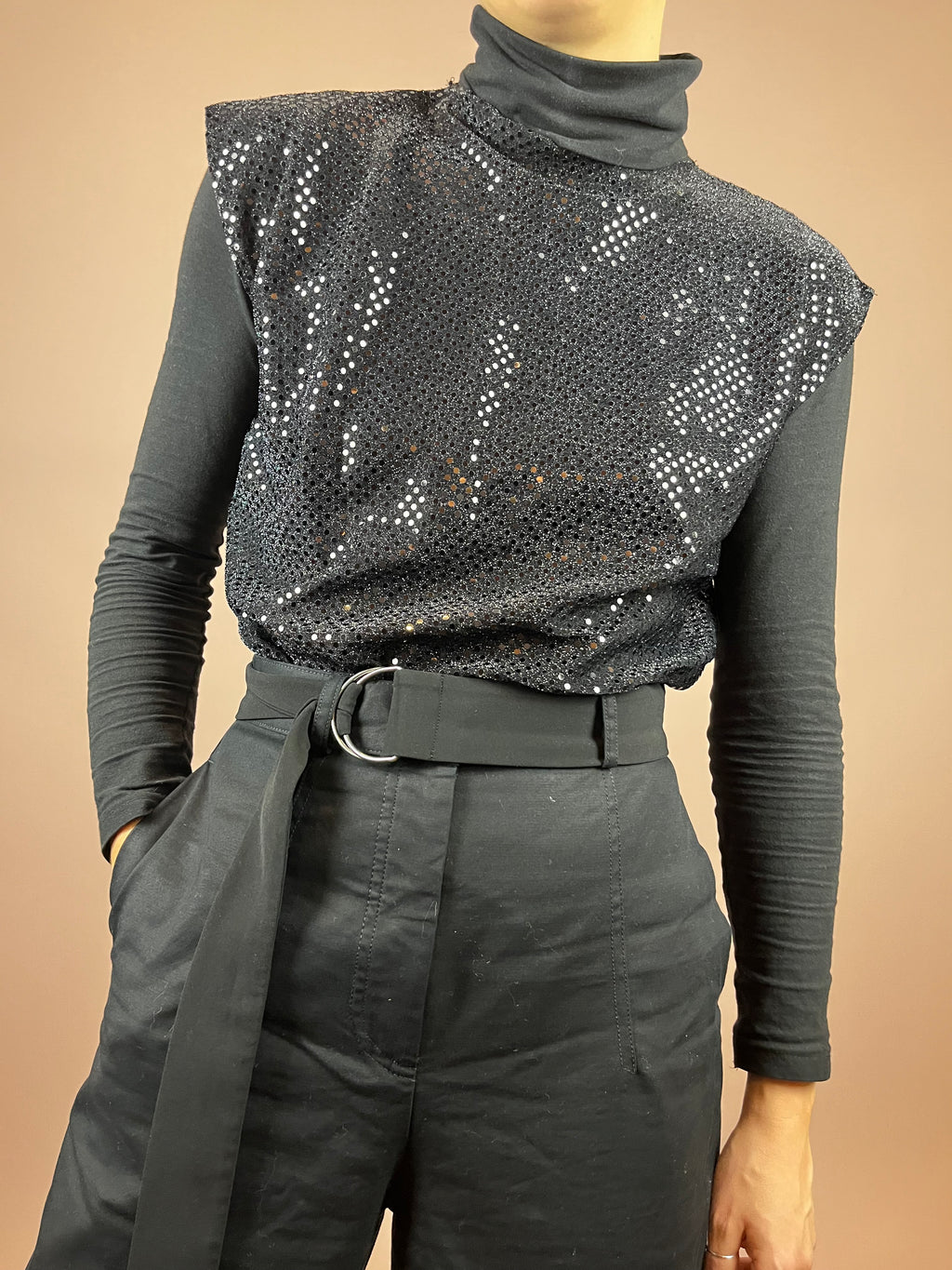 Top Black Glitter Gr 36/38