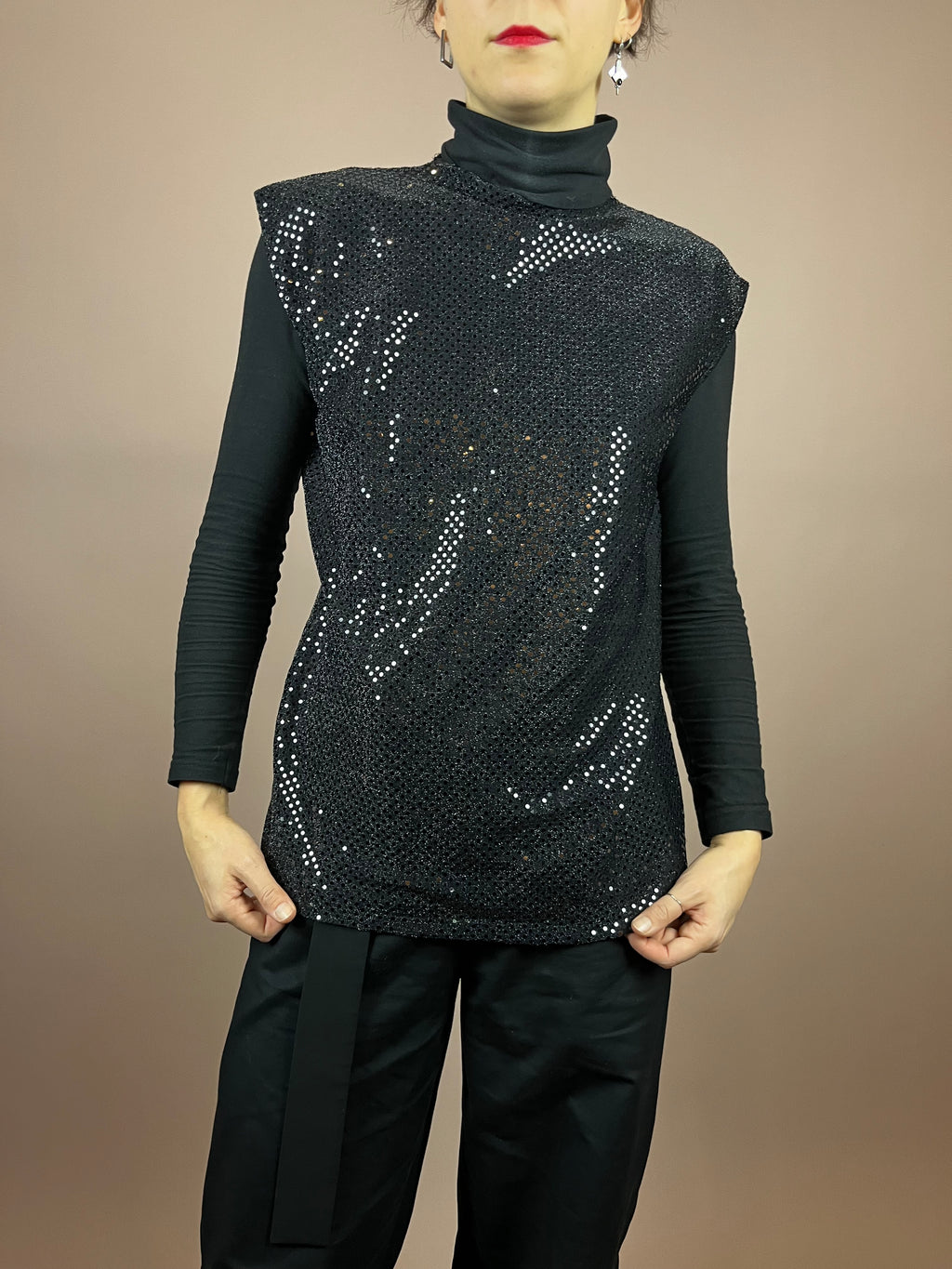 Top Black Glitter Gr 36/38