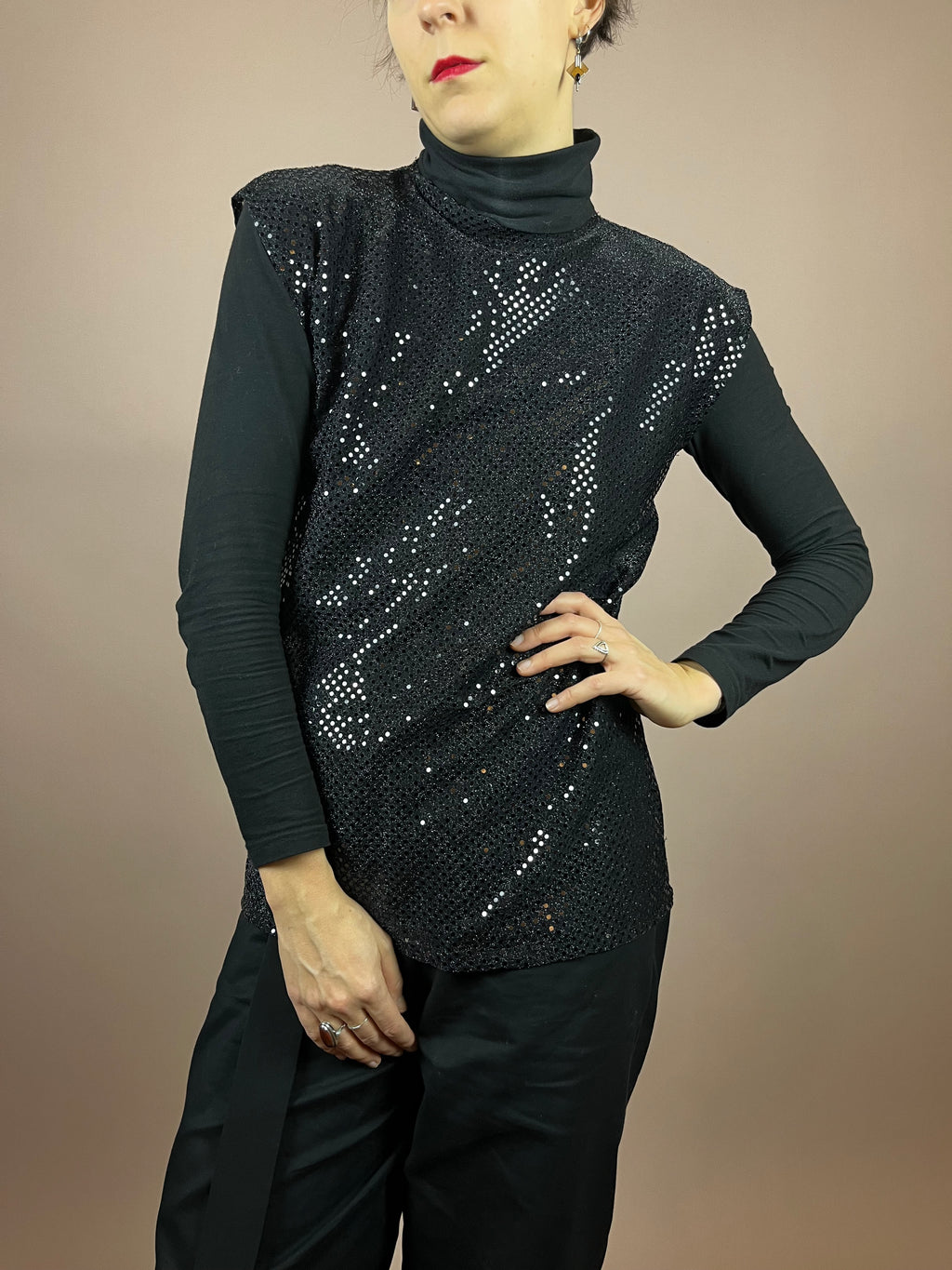 Top Black Glitter Gr 36/38