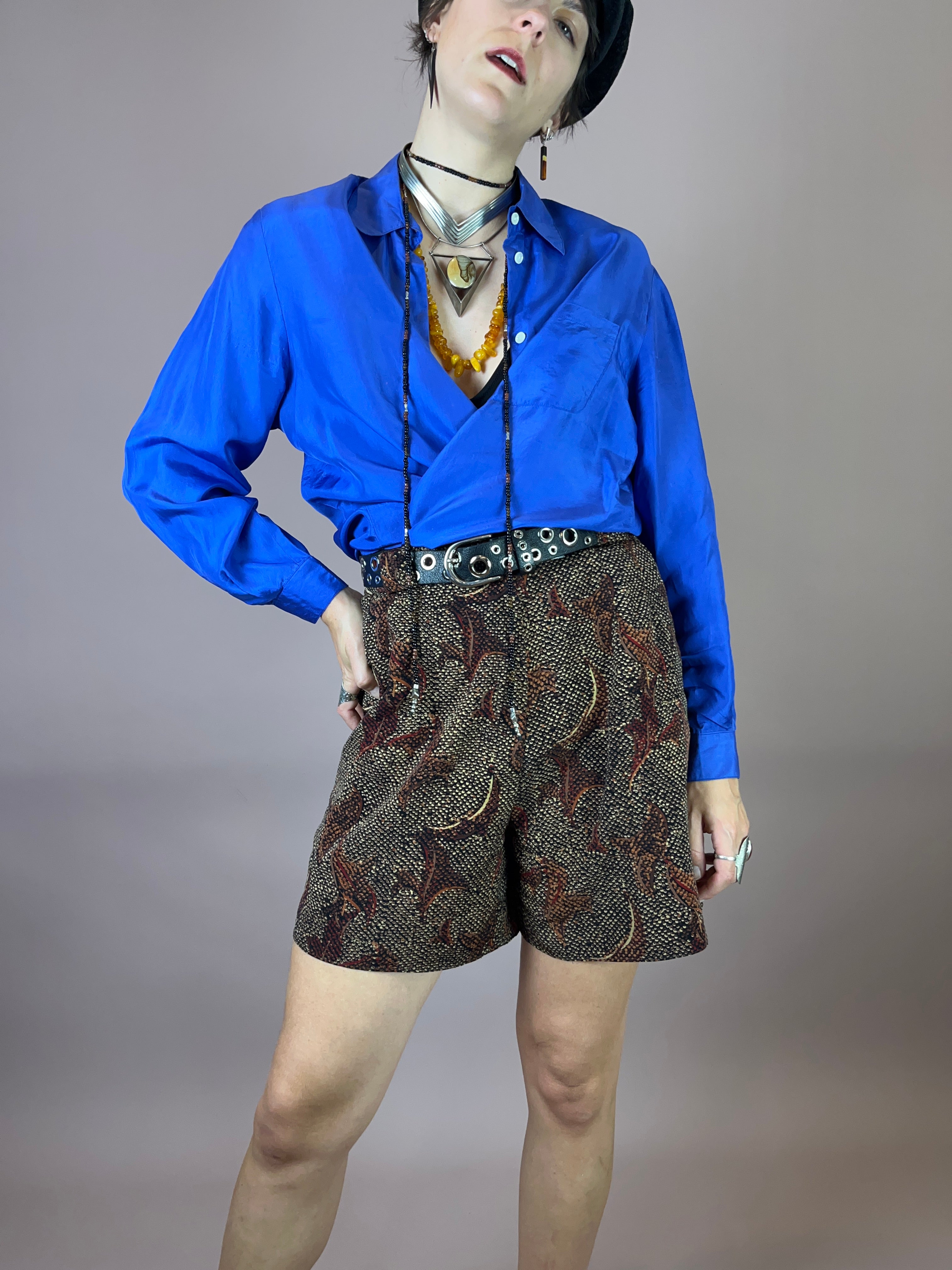 Seidenbluse Royalblau Gr. 36/38
