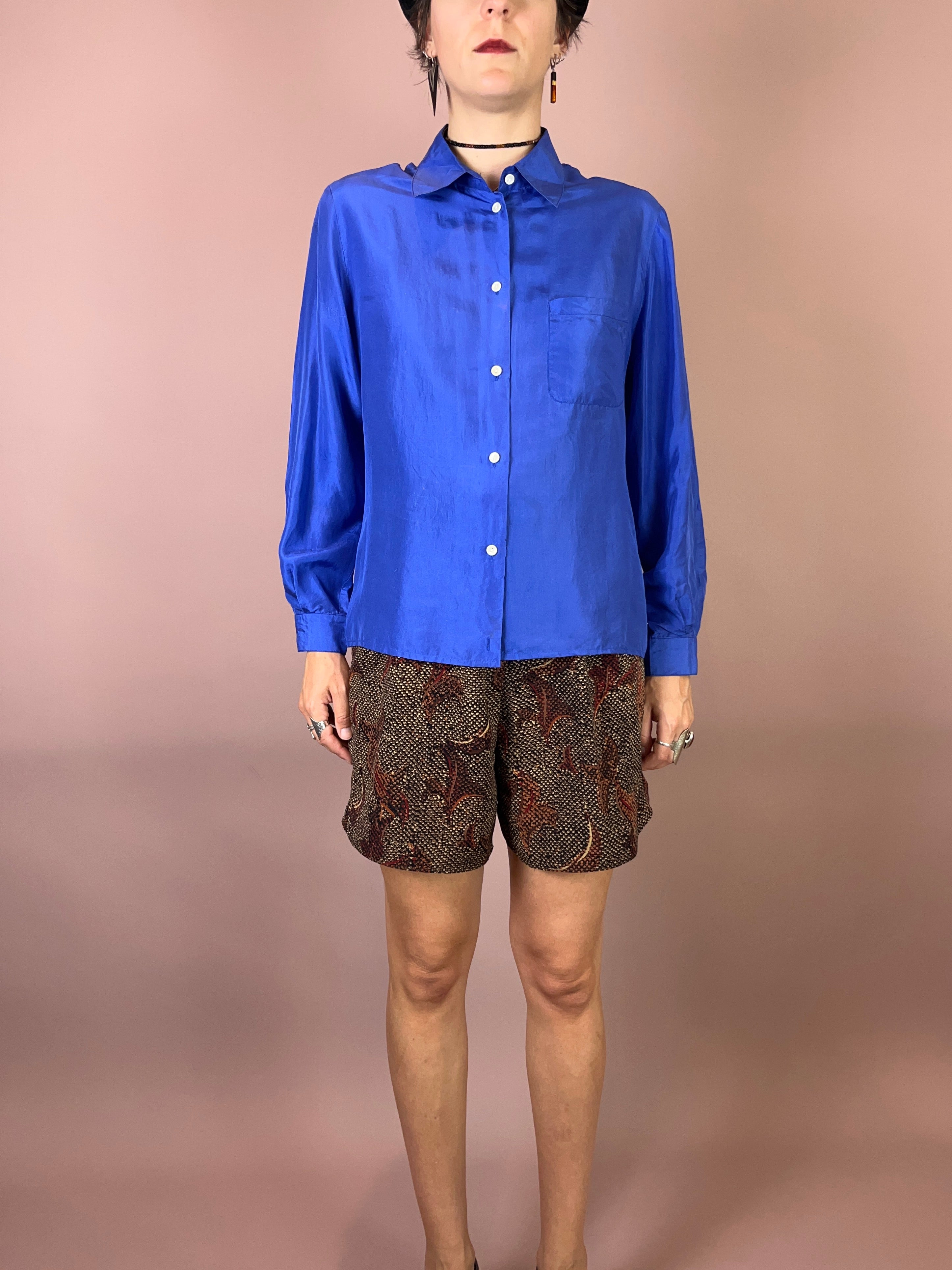 Seidenbluse Royalblau Gr. 36/38