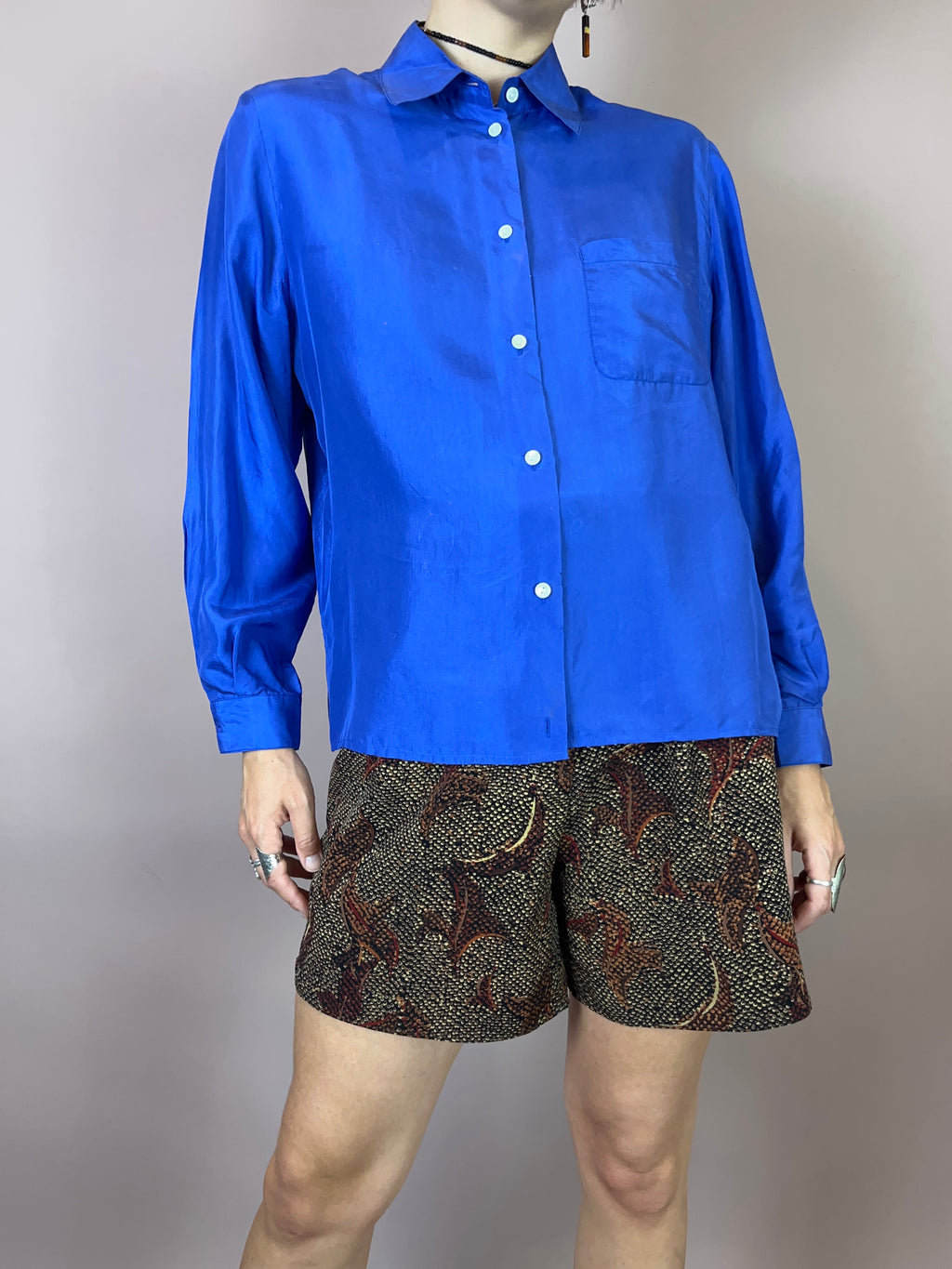 Seidenbluse Royalblau Gr. 36/38