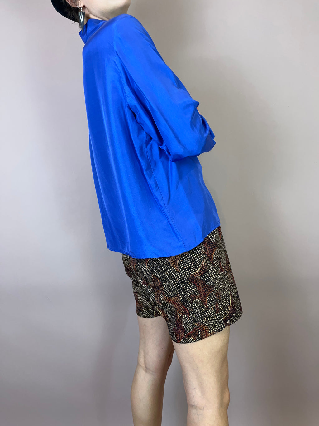 Seidenbluse Royalblau Gr. 36/38