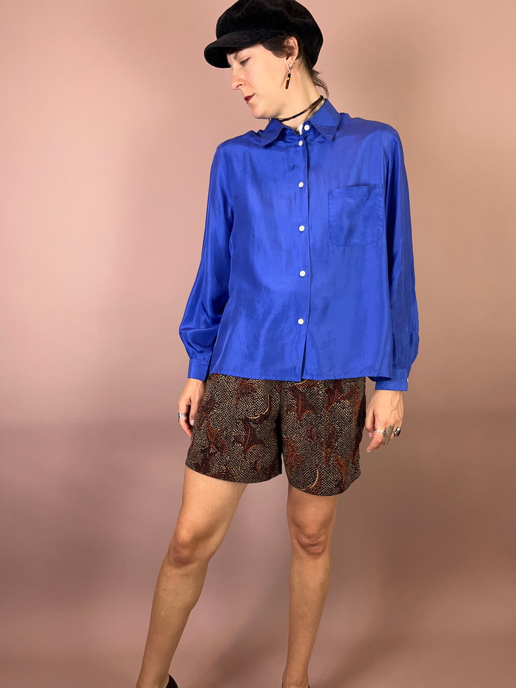 Seidenbluse Royalblau Gr. 36/38