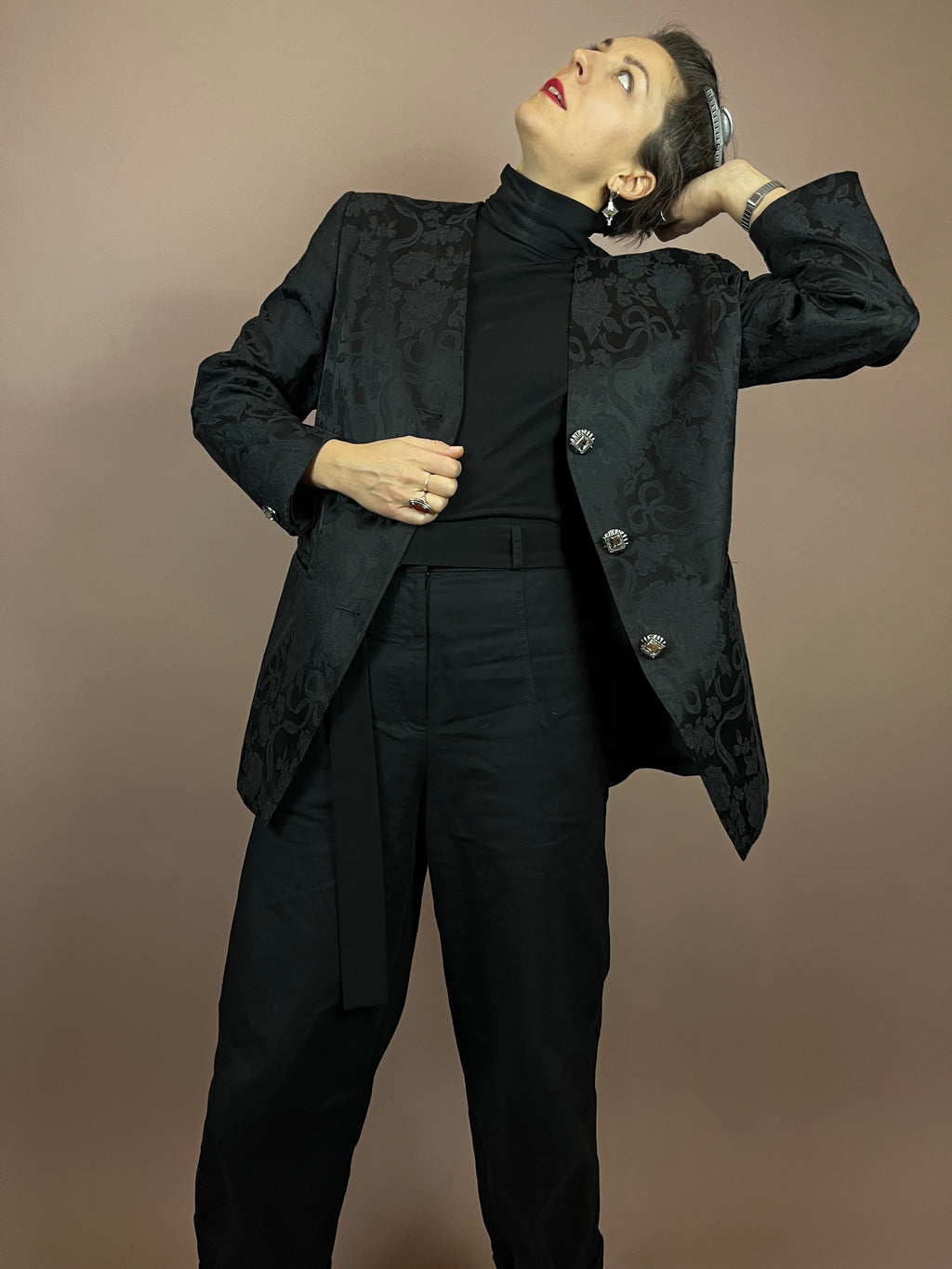 Blazer Black Flowers Bows Gr. 40
