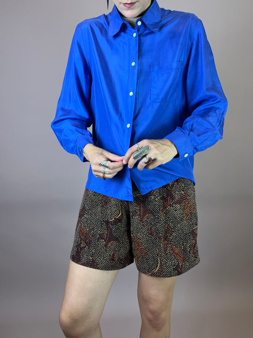 Seidenbluse Royalblau Gr. 36/38