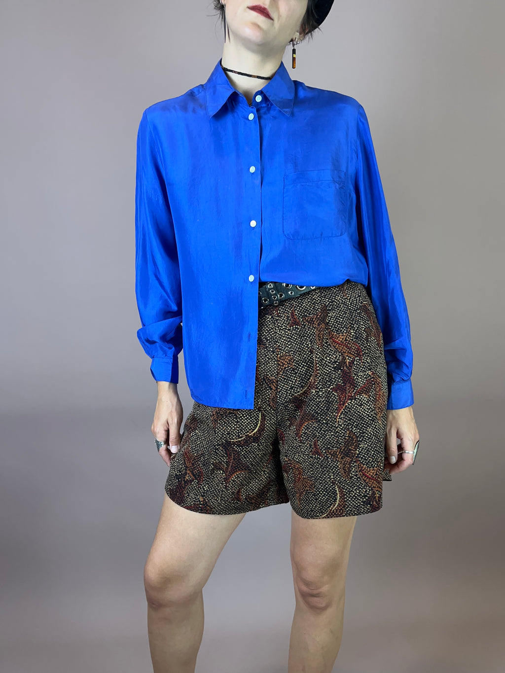 Seidenbluse Royalblau Gr. 36/38