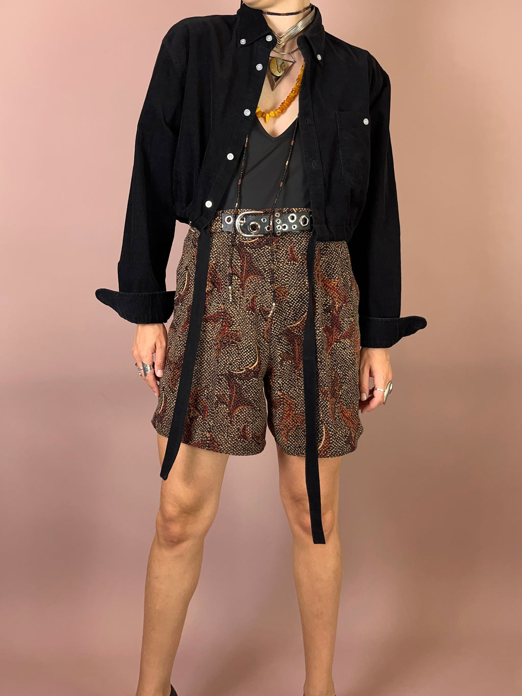 Cordhemd Upcycling Schwarz Oversized Gr. Uni