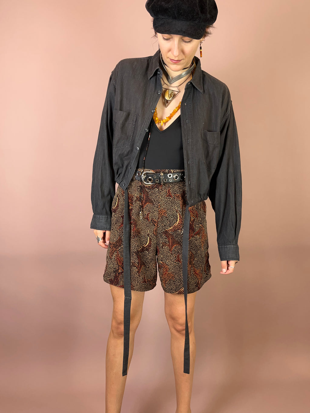 Jeanshemd Upcycling Anthrazit Oversized Gr. Uni