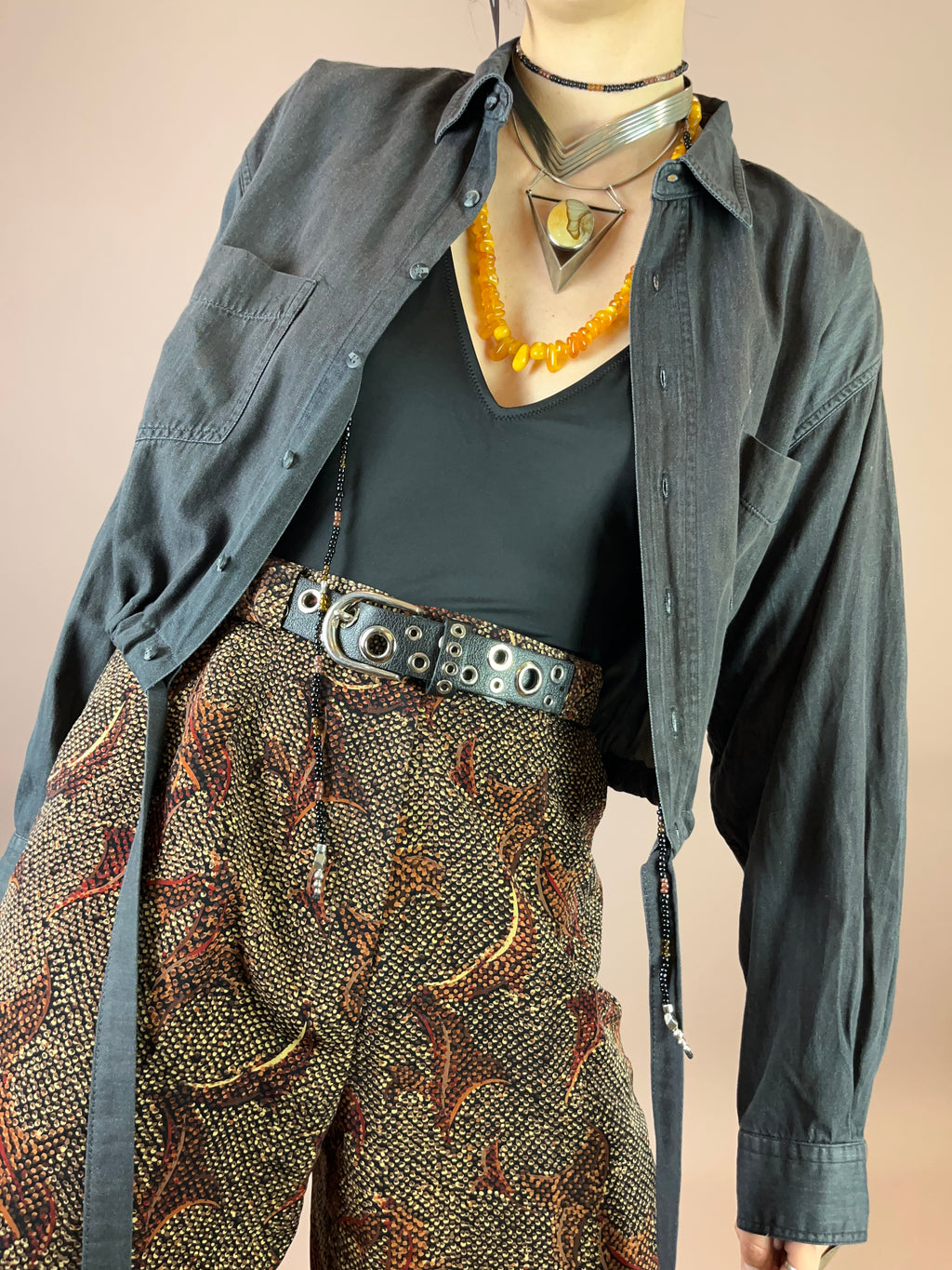 Jeanshemd Upcycling Anthrazit Oversized Gr. Uni