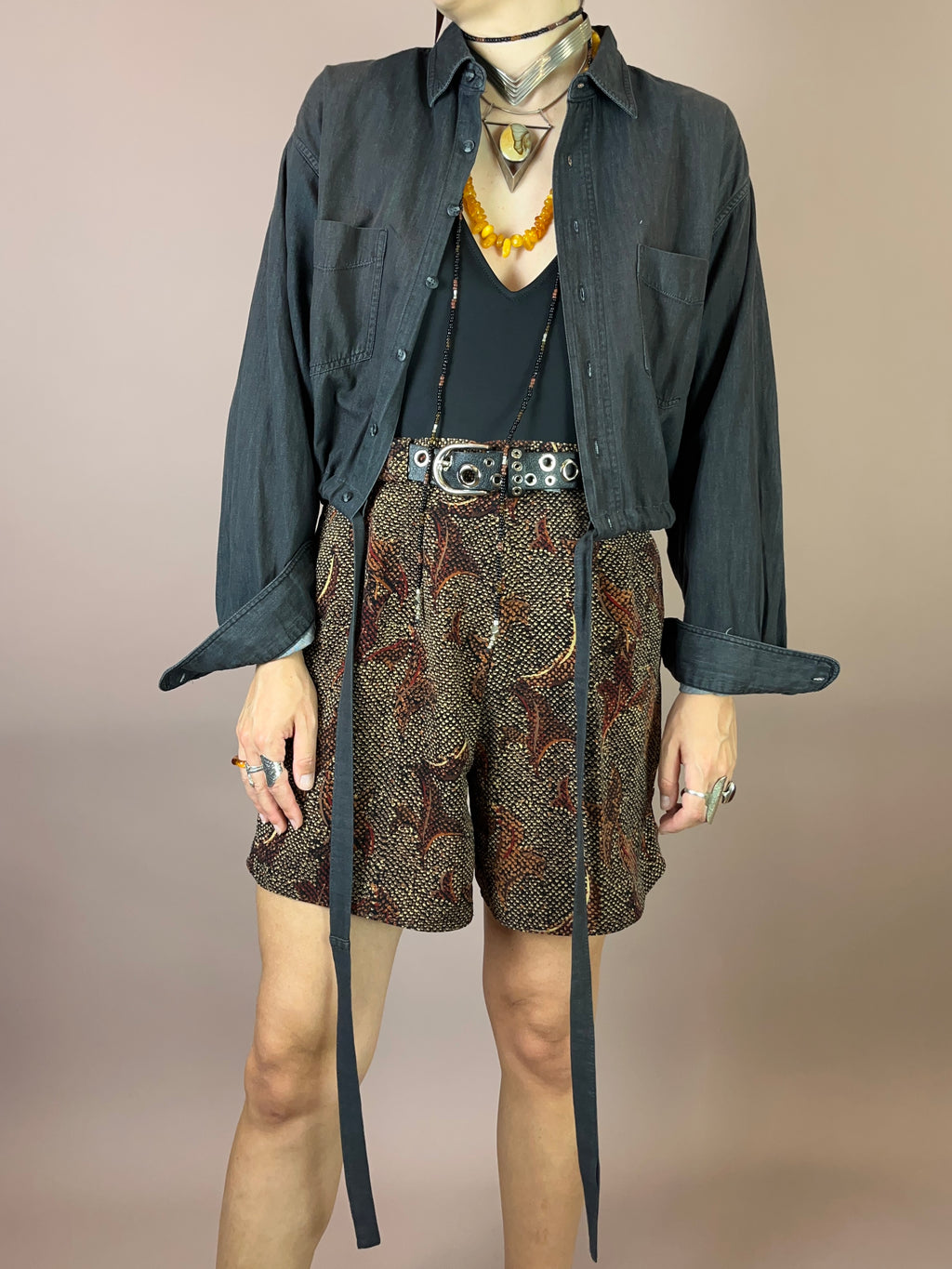 Jeanshemd Upcycling Anthrazit Oversized Gr. Uni
