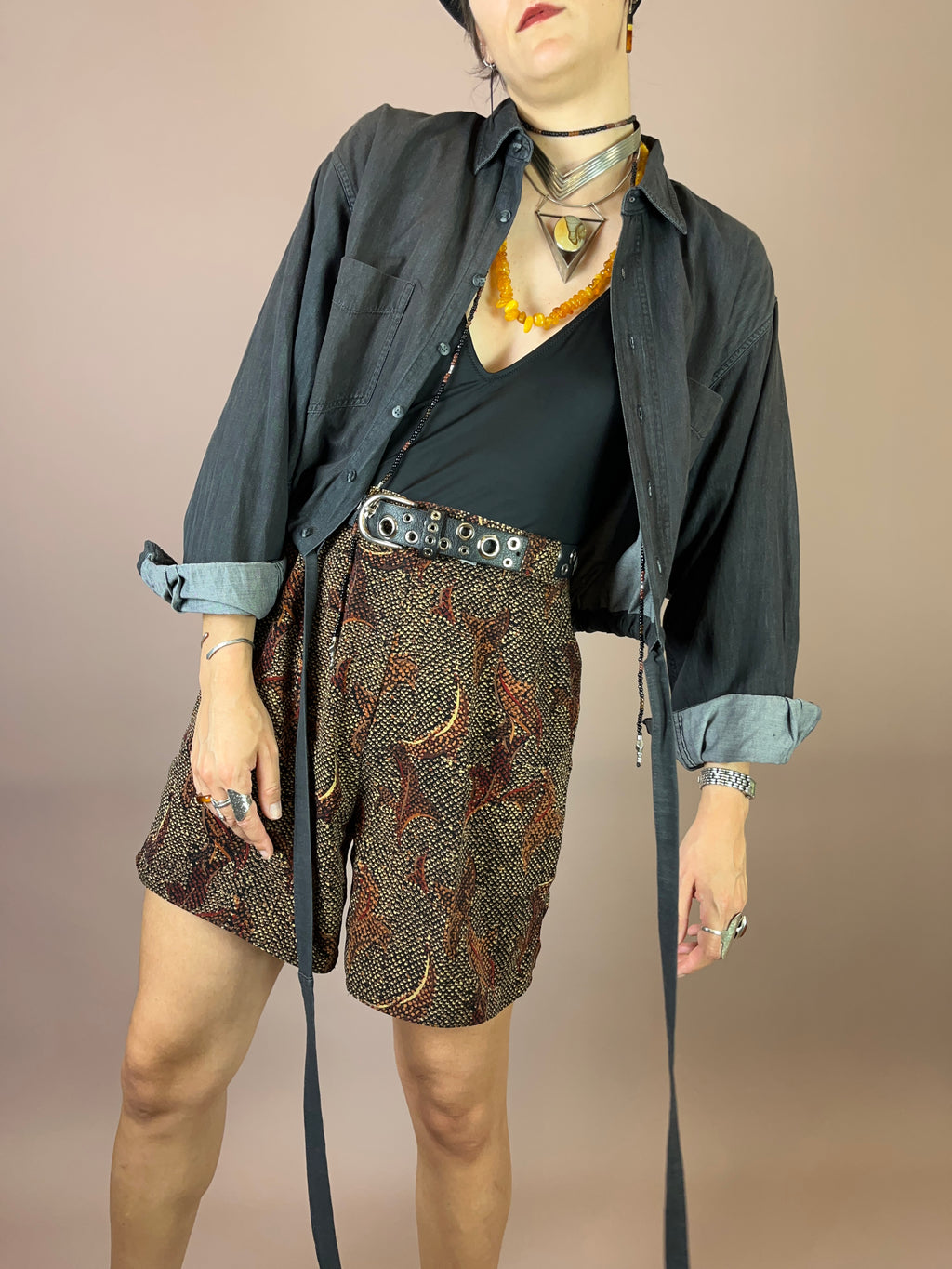 Jeanshemd Upcycling Anthrazit Oversized Gr. Uni