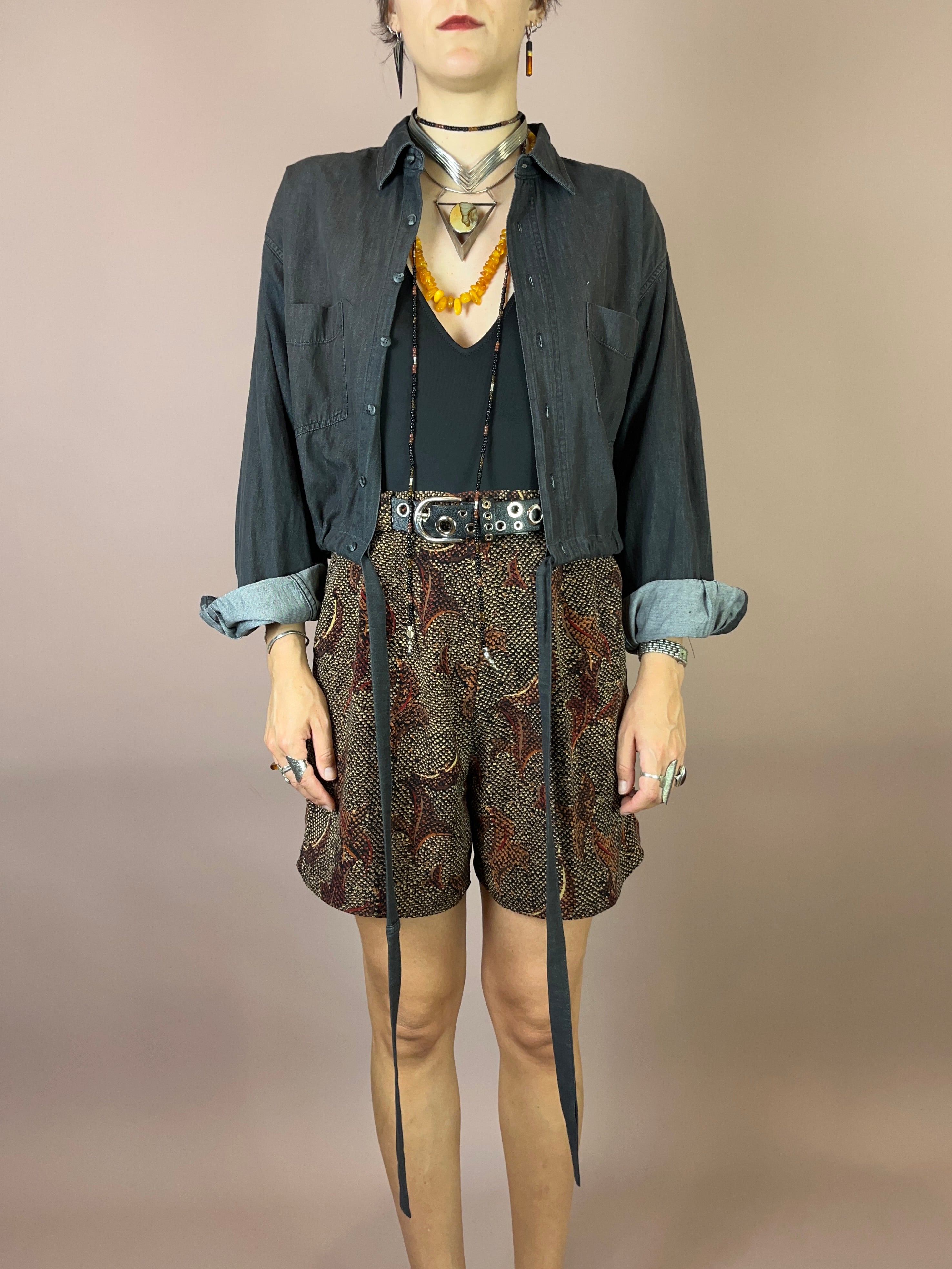 Jeanshemd Upcycling Anthrazit Oversized Gr. Uni