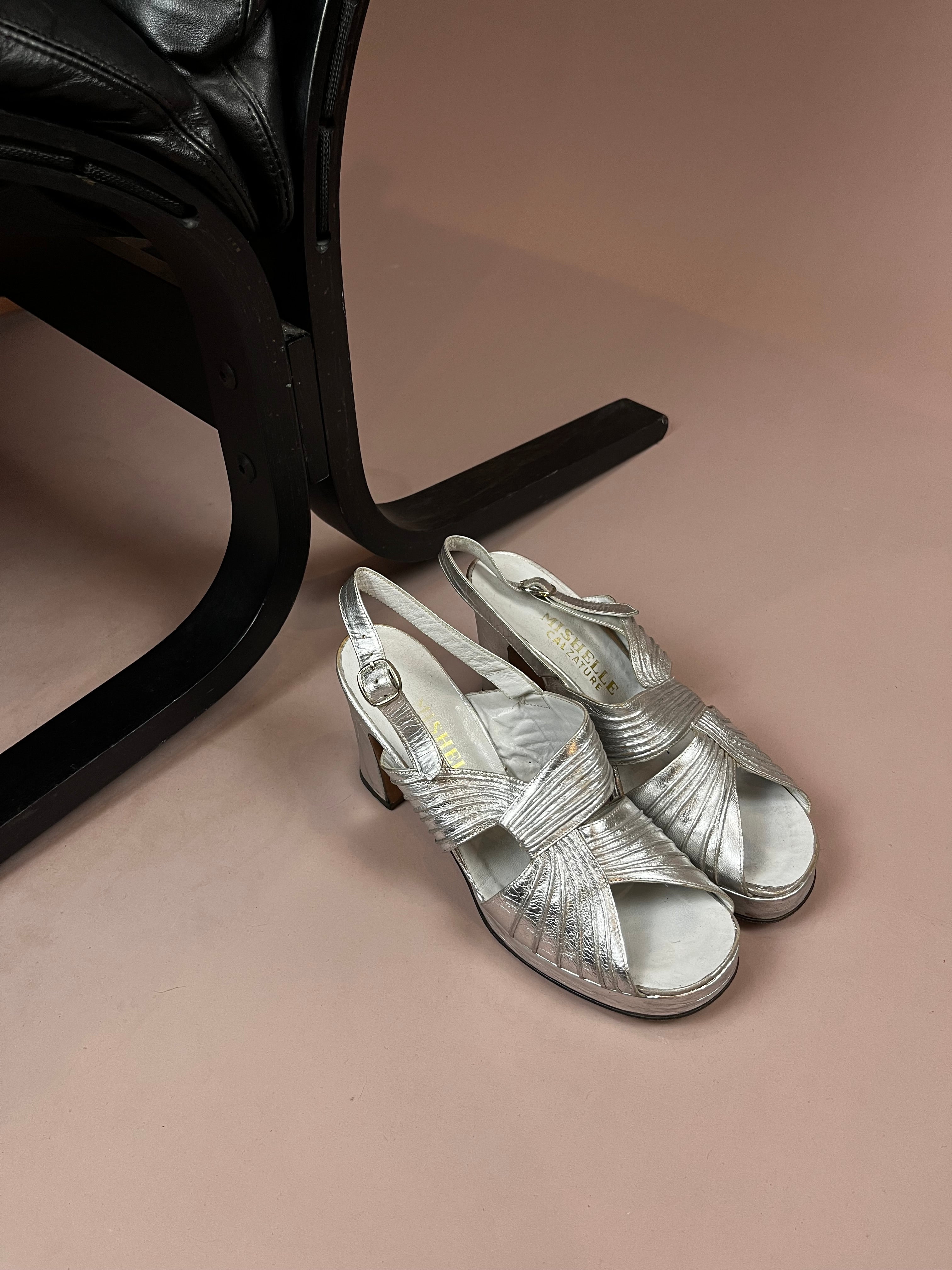 Schuhe Silber Plateau Pumps Gr. 39
