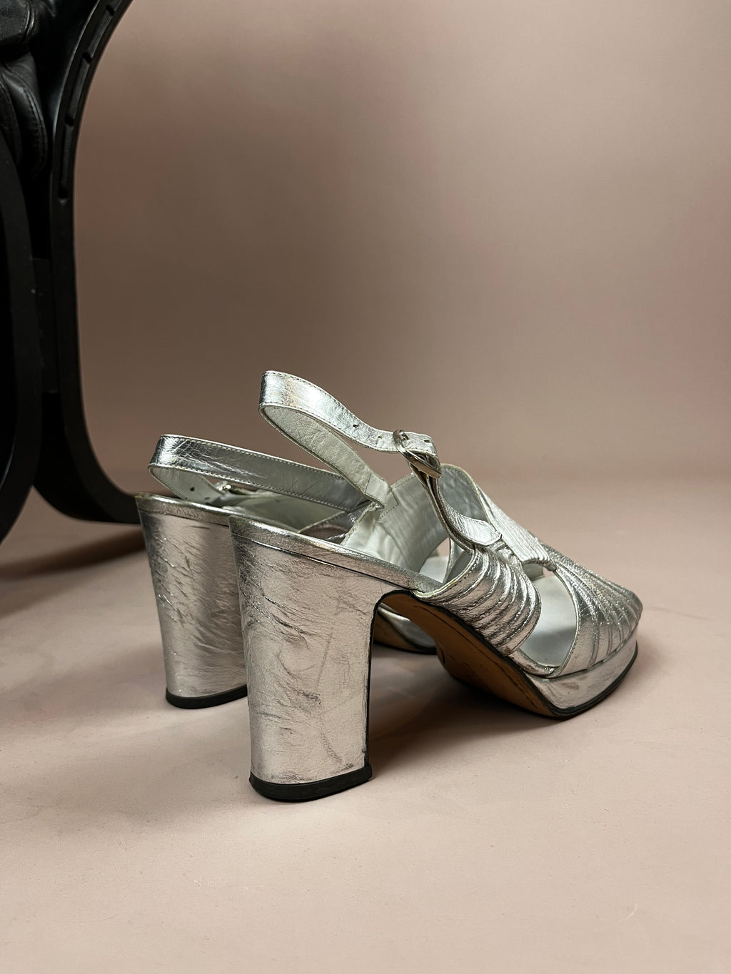 Schuhe Silber Plateau Pumps Gr. 39