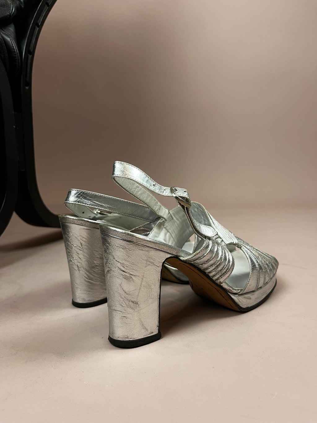 Schuhe Silber Plateau Pumps Gr. 39