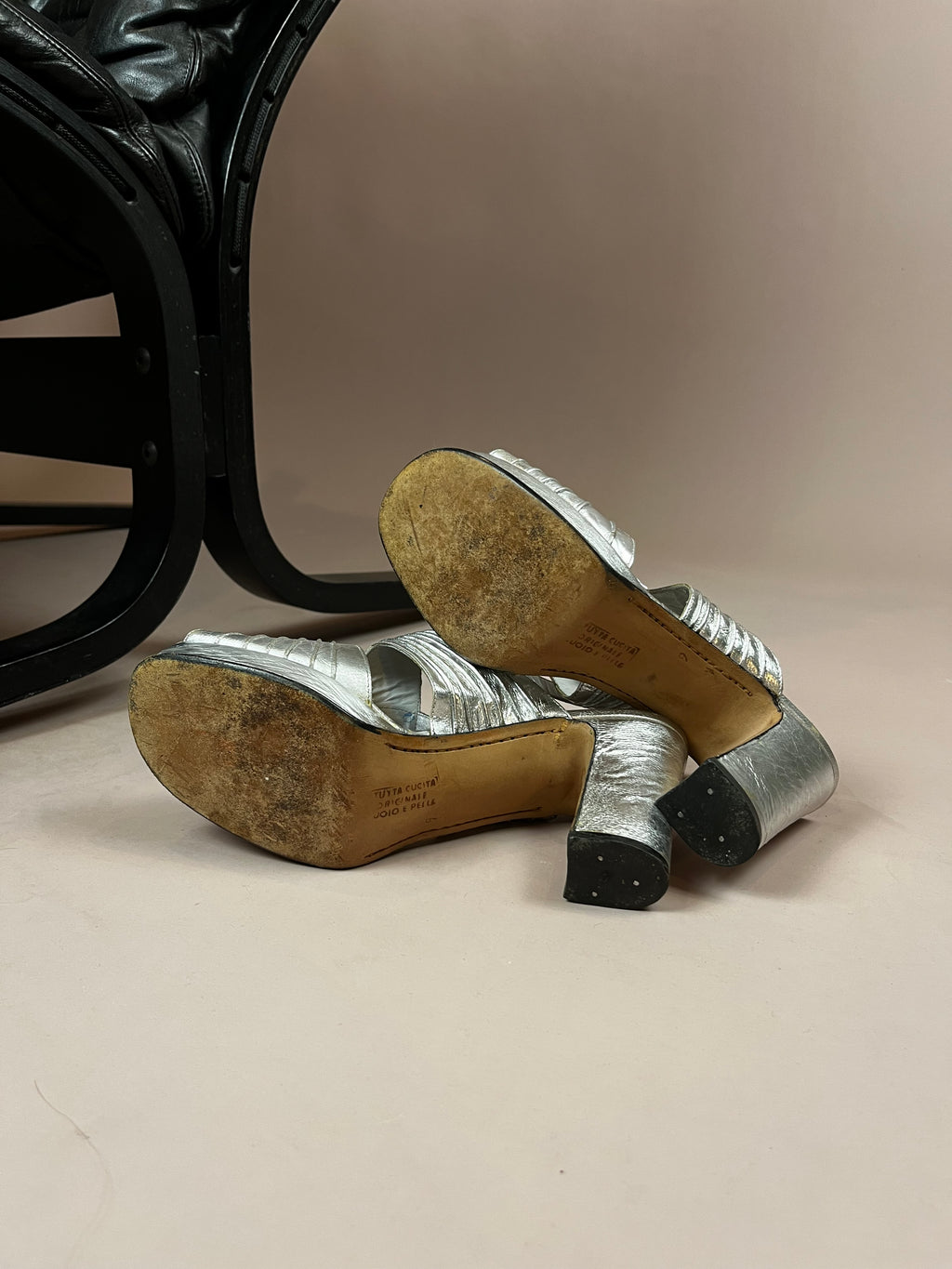 Schuhe Silber Plateau Pumps Gr. 39