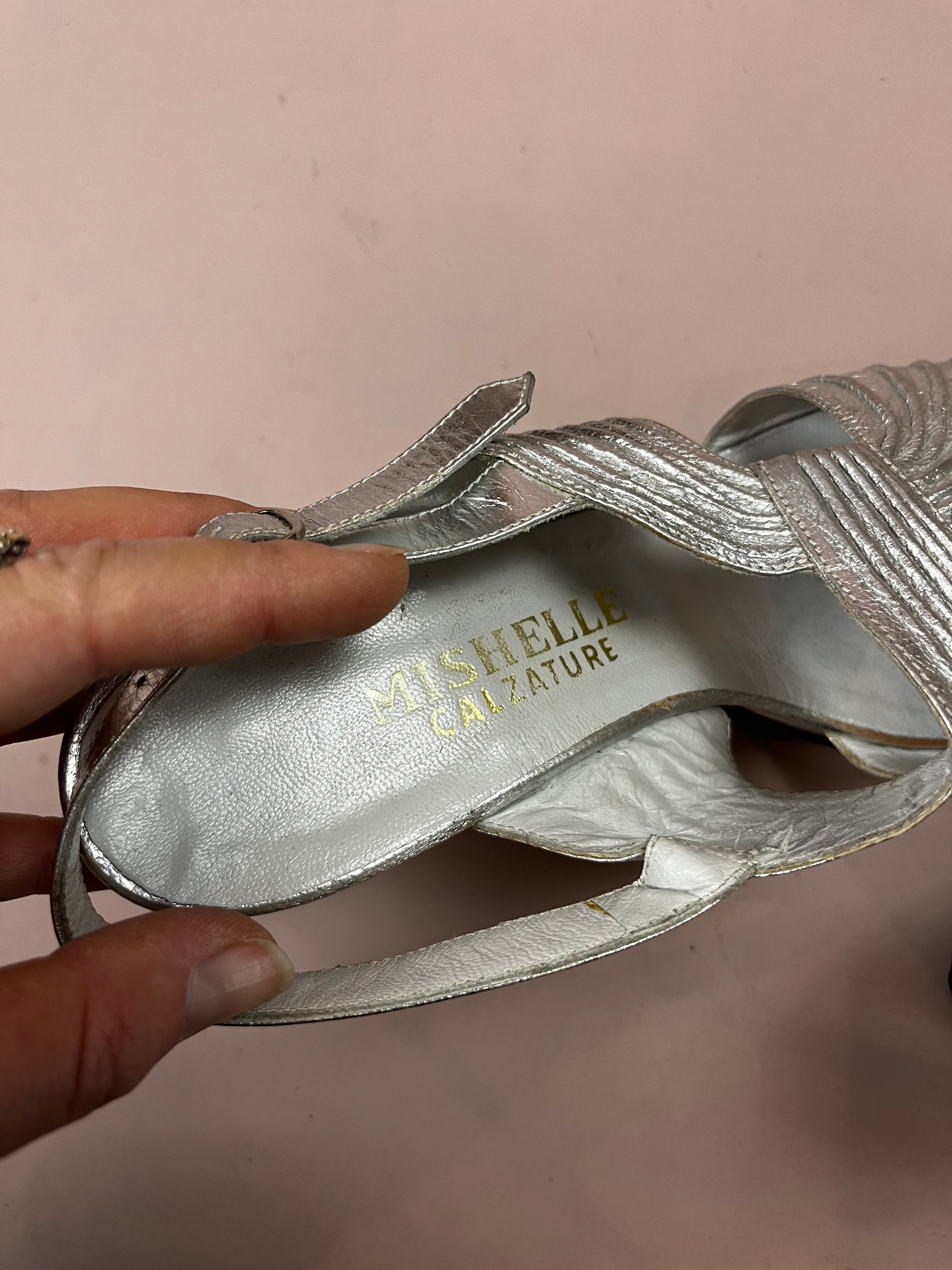 Schuhe Silber Plateau Pumps Gr. 39