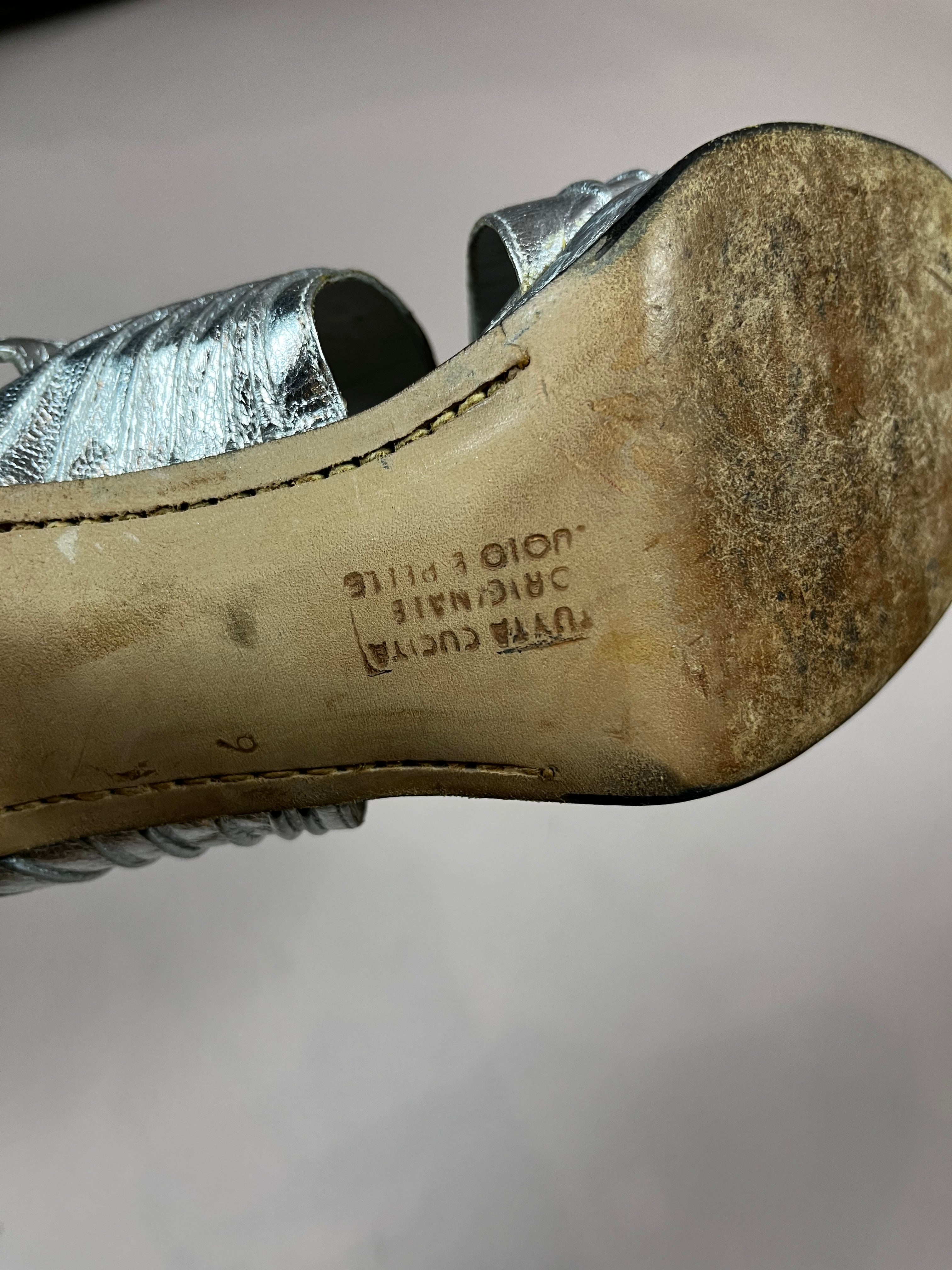 Schuhe Silber Plateau Pumps Gr. 39