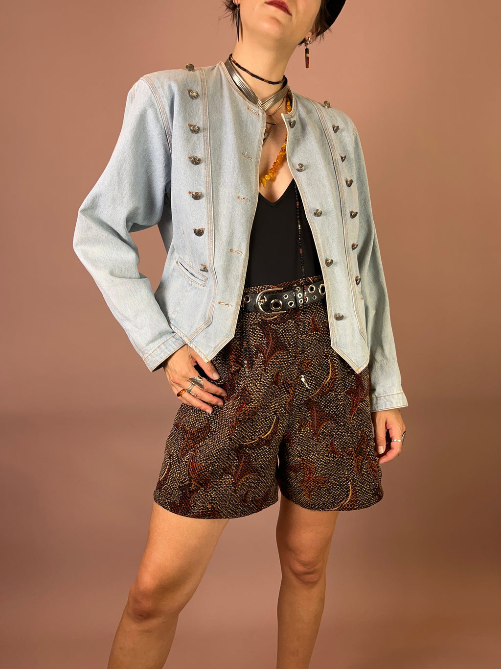 Jeansjacke Hellblau Silber Nieten Gr. 38